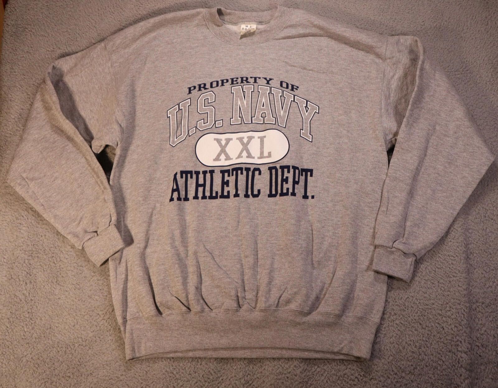 Soffe Sweater Men XL US Navy Grey Sweatshirt USA 90s Soffe NWT Size US XL / EU 56 / 4 - 2 Thumbnail
