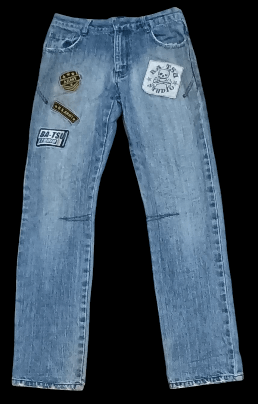Japanese Brand BA-TSU STUDIOS STUDDED PATCHWORK RARE DESIGN JEANS Size US 29 - 1 Thumbnail