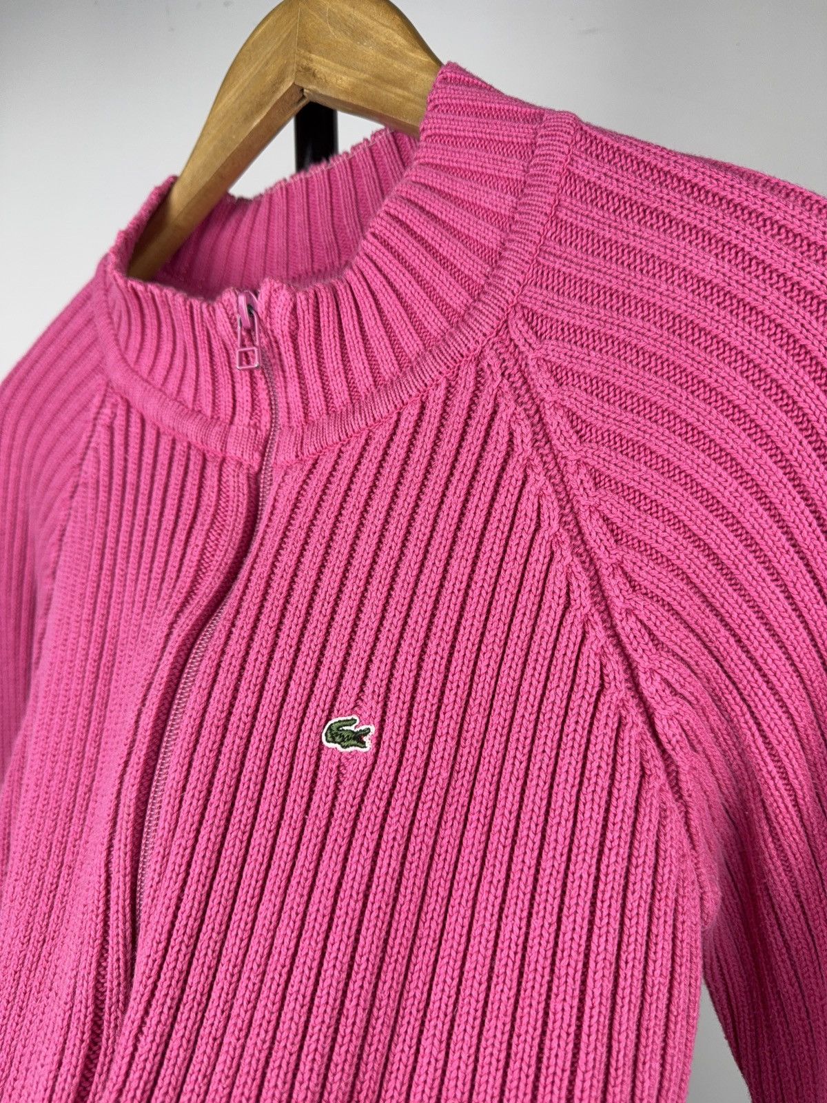 Lacoste 00s Luxury Vintage Lacoste Women’s Ribbed Zip Sweater Y2K Size S / US 4 / IT 40 - 2 Thumbnail