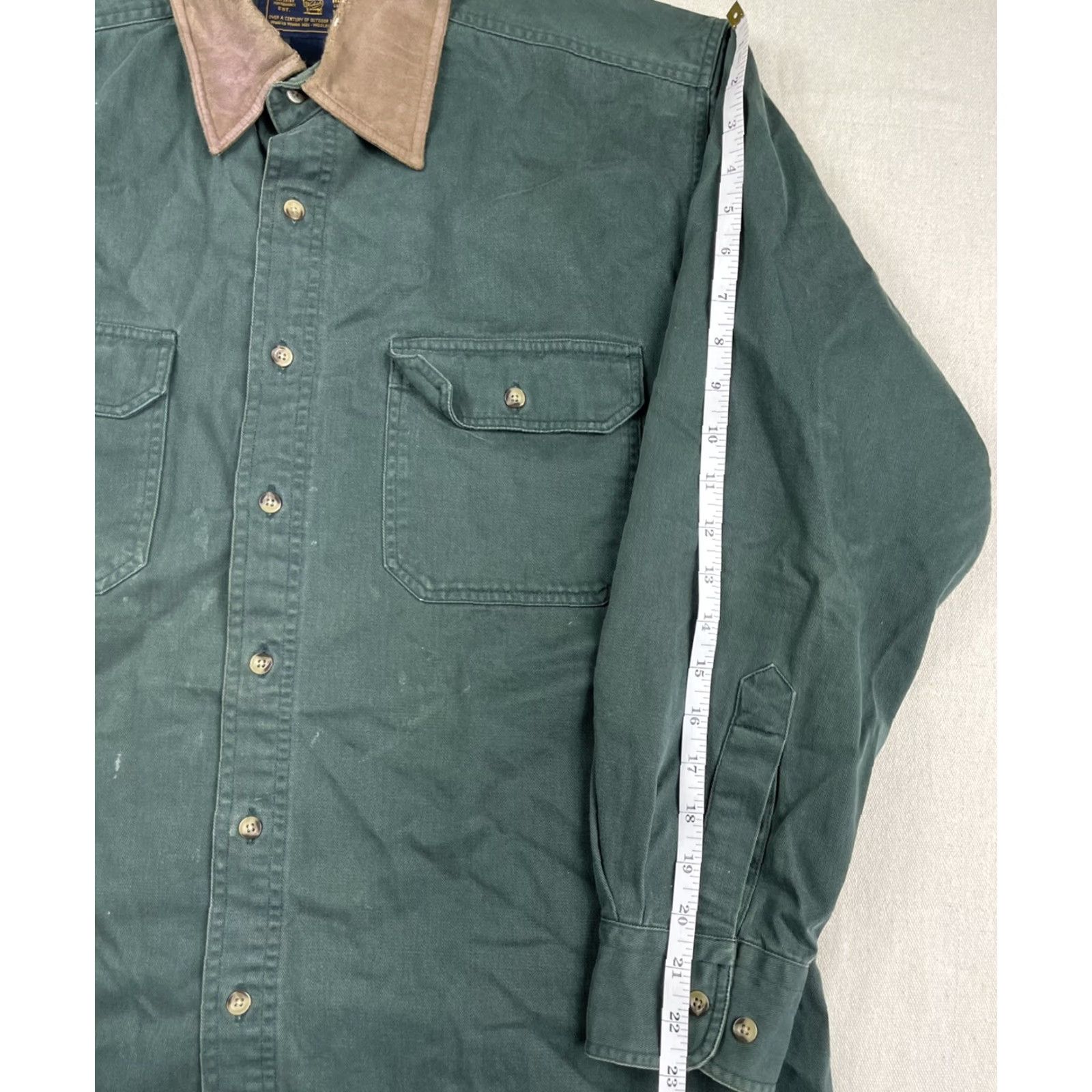 Vintage VINTAGE Woolrich Heavy Duty Button-Up Shirt Jacket Mens L Green Canvas Size US L / EU 52-54 / 3 - 7 Thumbnail