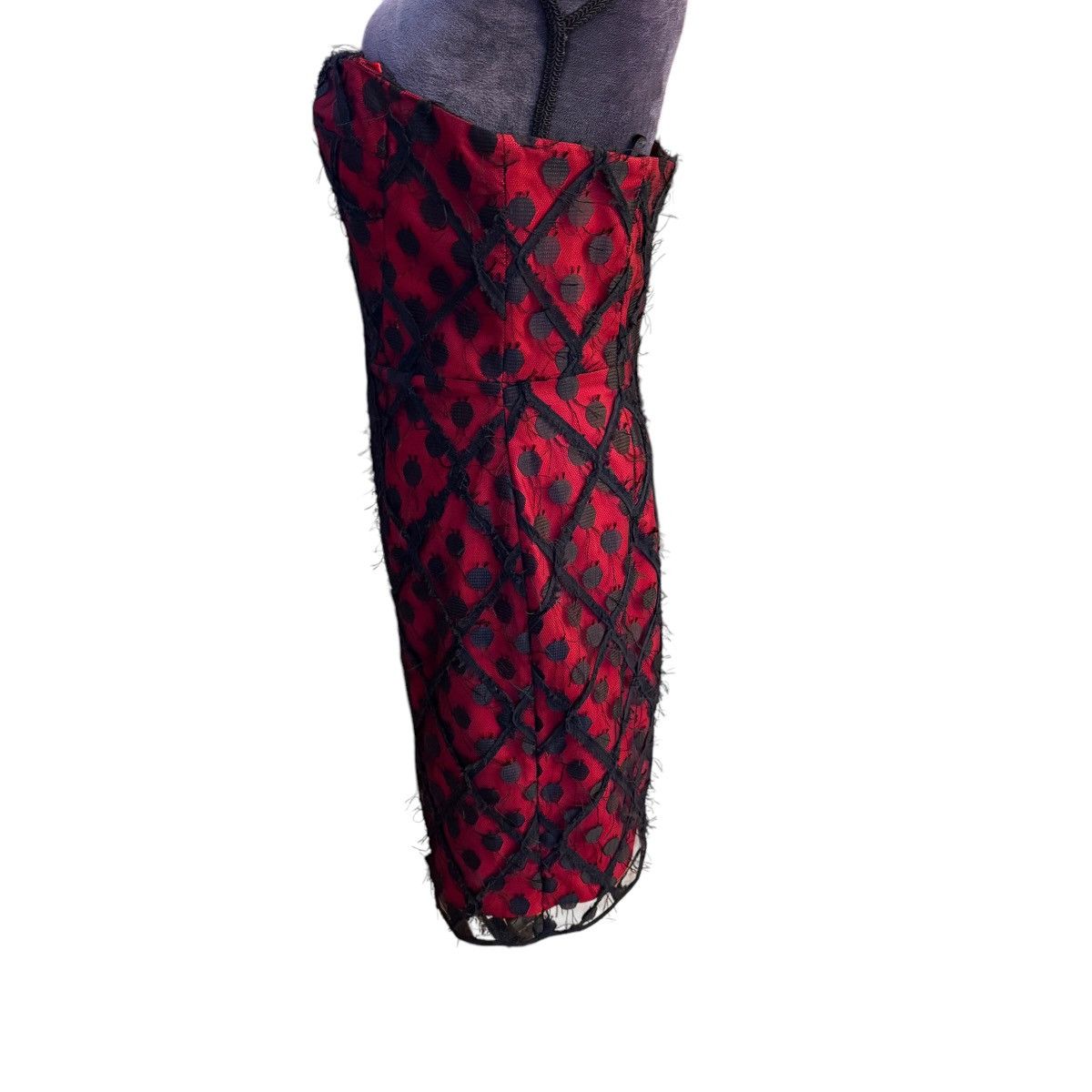 MILLY Milly Alix Red and Black Midi Dress Size 12 Size XL / US 12-14 / IT 48-50 - 5 Thumbnail