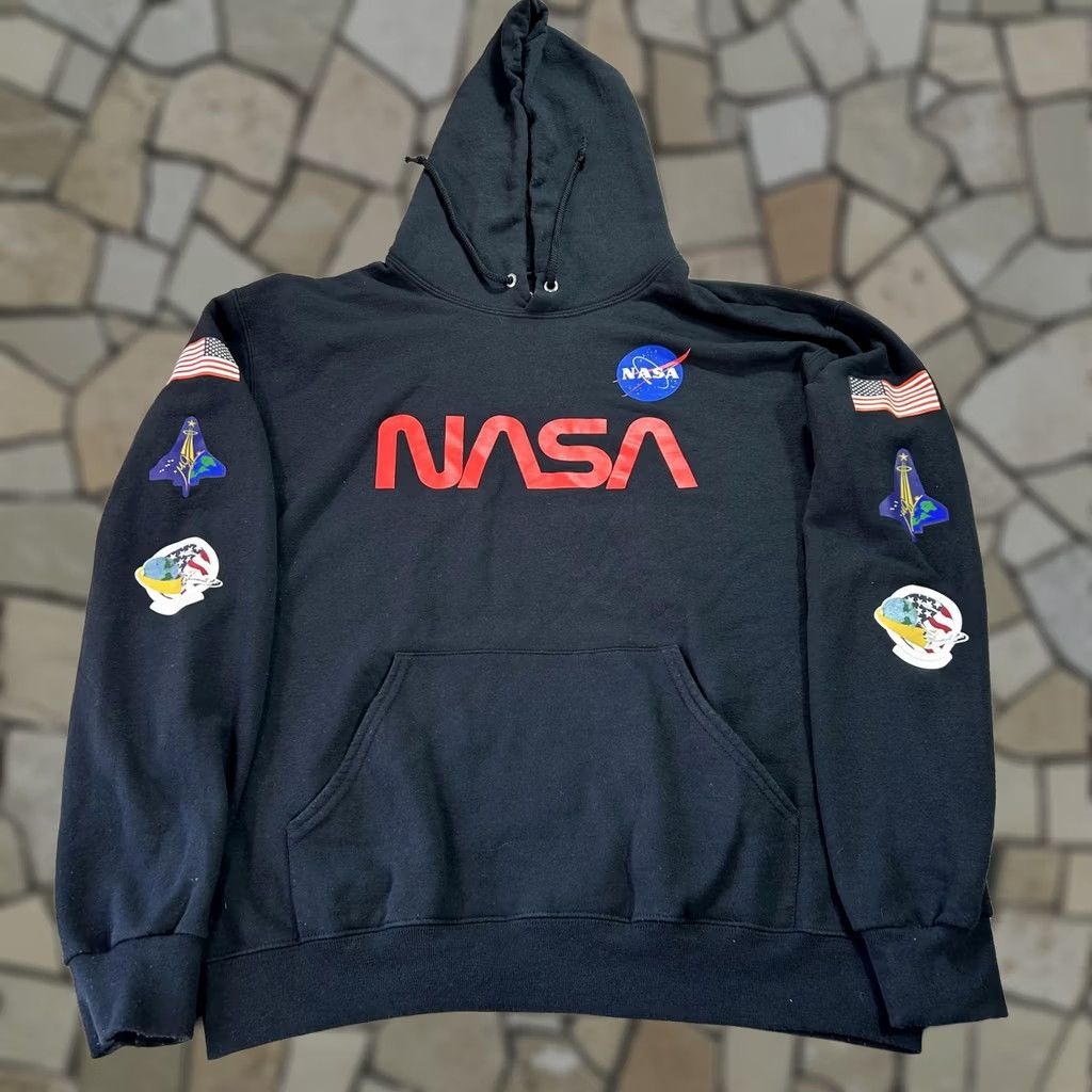CO NASA Hoodie Mens Medium Black Fleece Pullover Graphic Bowery Supply Co Size US M / EU 48-50 / 2 - 1 Thumbnail