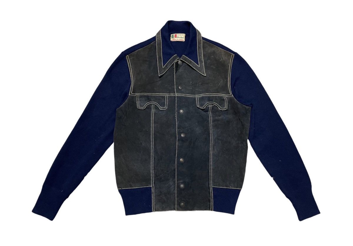 Vintage 70s SMITHS SUEDE LEATHER AND KNITWEAR RARE DESIGN Size US M / EU 48-50 / 2 - 1 Thumbnail