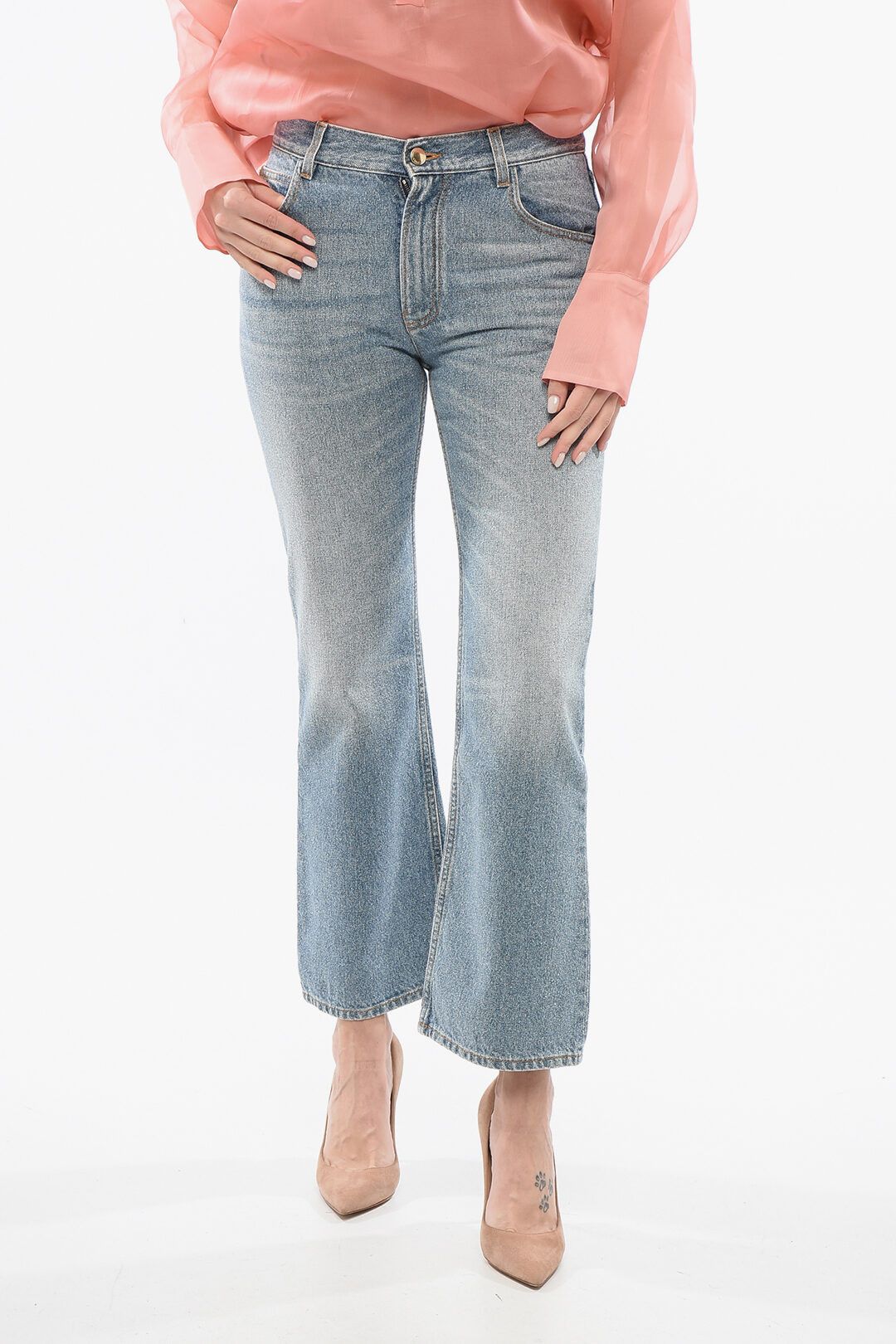 Chloe og1mm1125 Light Washed Flared Fit Denim in Light Blue Size 28" / US 6 / IT 42 - 1 Thumbnail