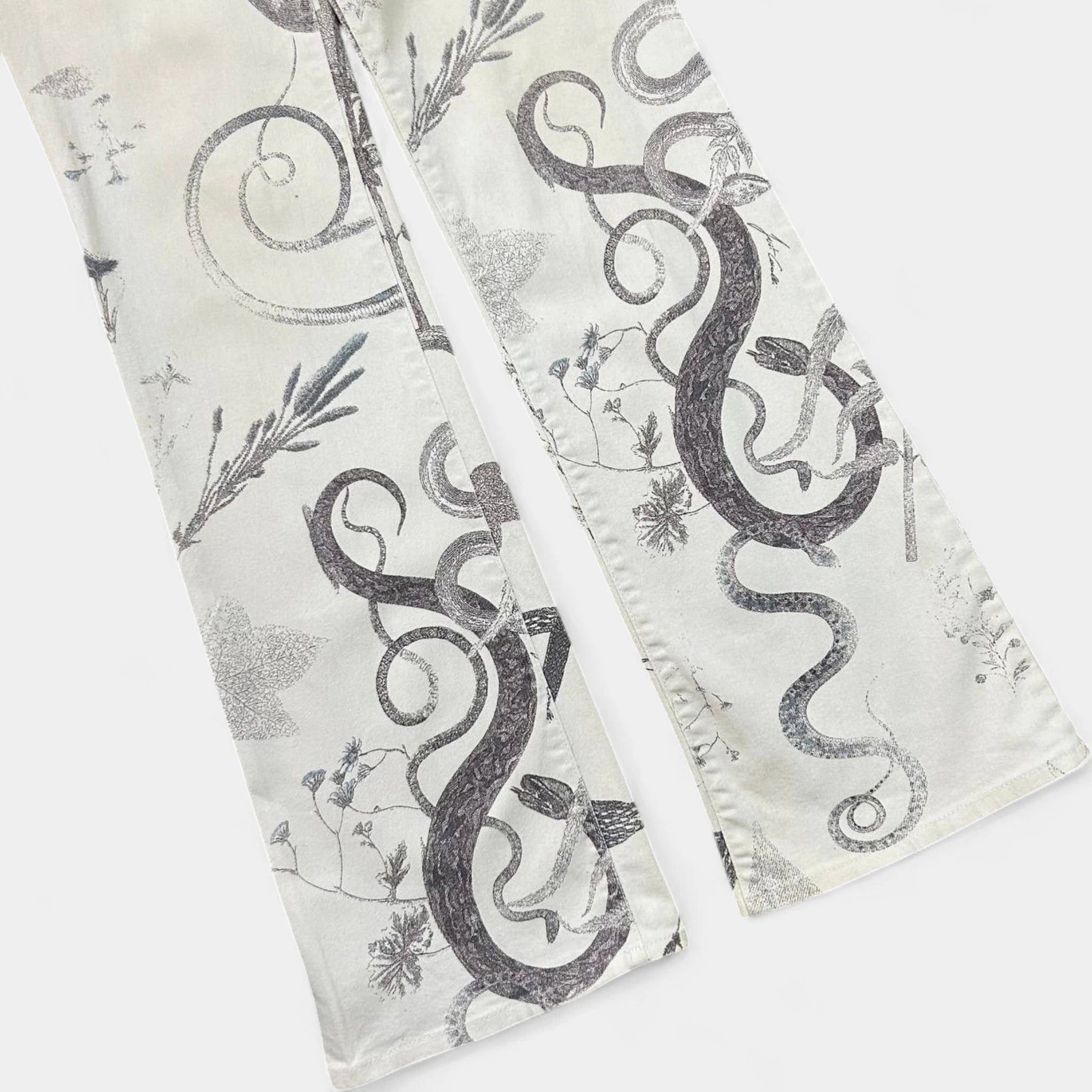 Just Cavalli Just Cavalli SS04 Serpent Botanical Print Flare Jeans Size US 27 - 3 Thumbnail