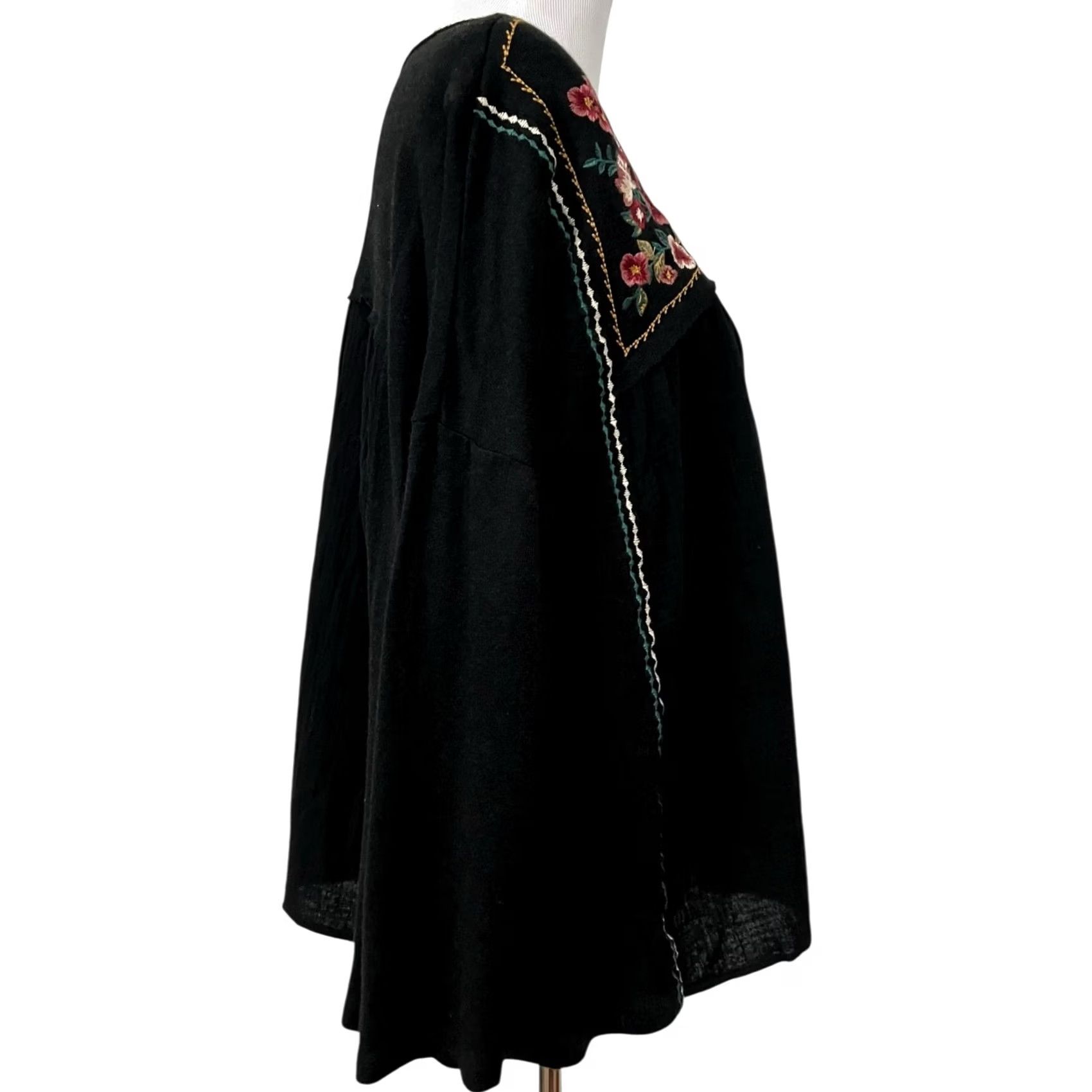 Vintage Savanna Jane Blouse Sz L Black Long Sleeve Floral Embroidered Bohemian Size L / US 10 / IT 46 - 6 Thumbnail