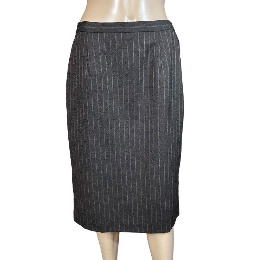 Other Alfred Dunner Wool Brown Striped Pencil Skirt Size 8 Petite Size 30" / US 8 / IT 44 - 1 Thumbnail