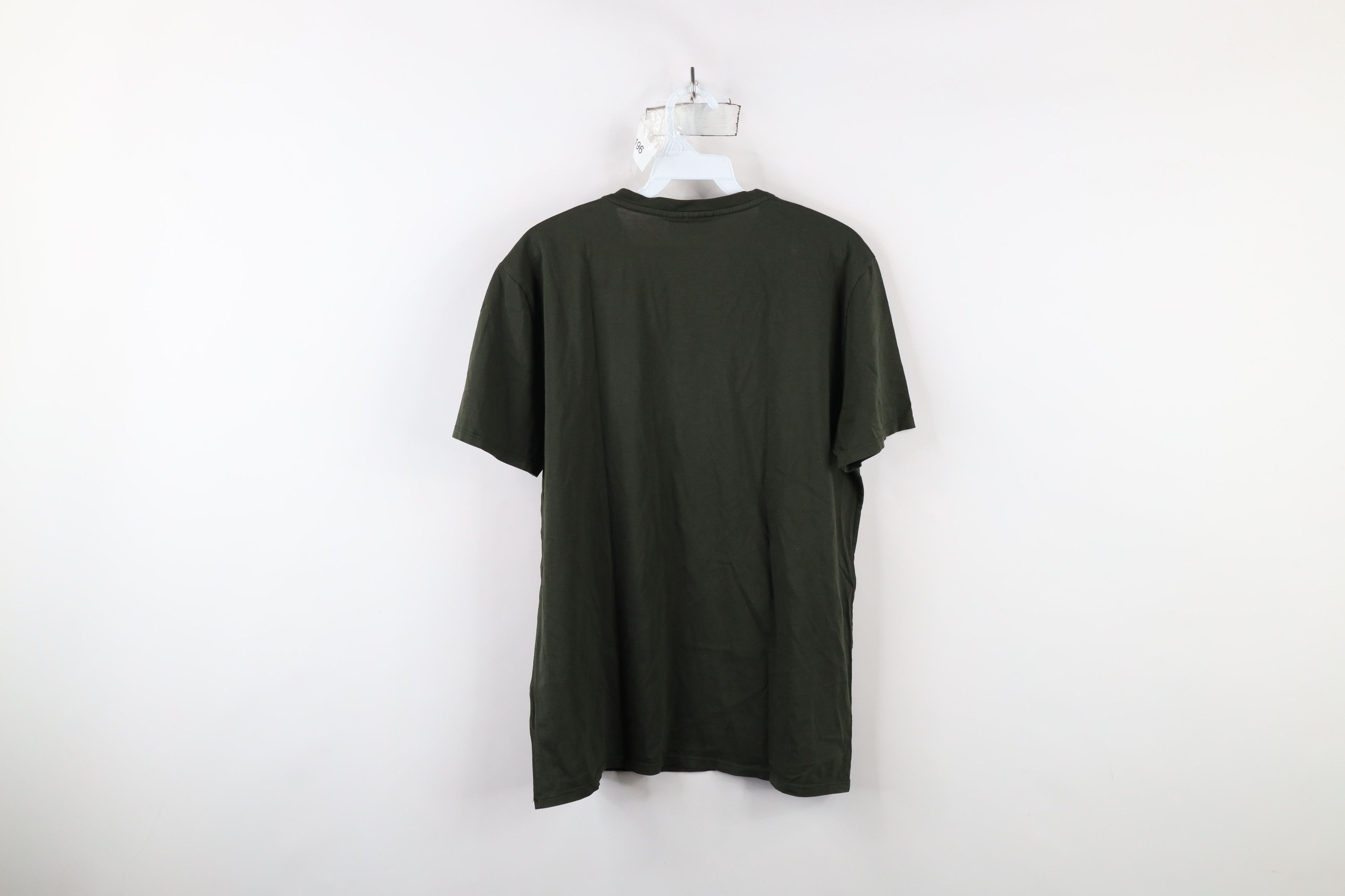 Lacoste × Vintage Lacoste Distressed Croc Logo V-Neck T-Shirt Olive Green Size US L / EU 52-54 / 3 - 9 Thumbnail