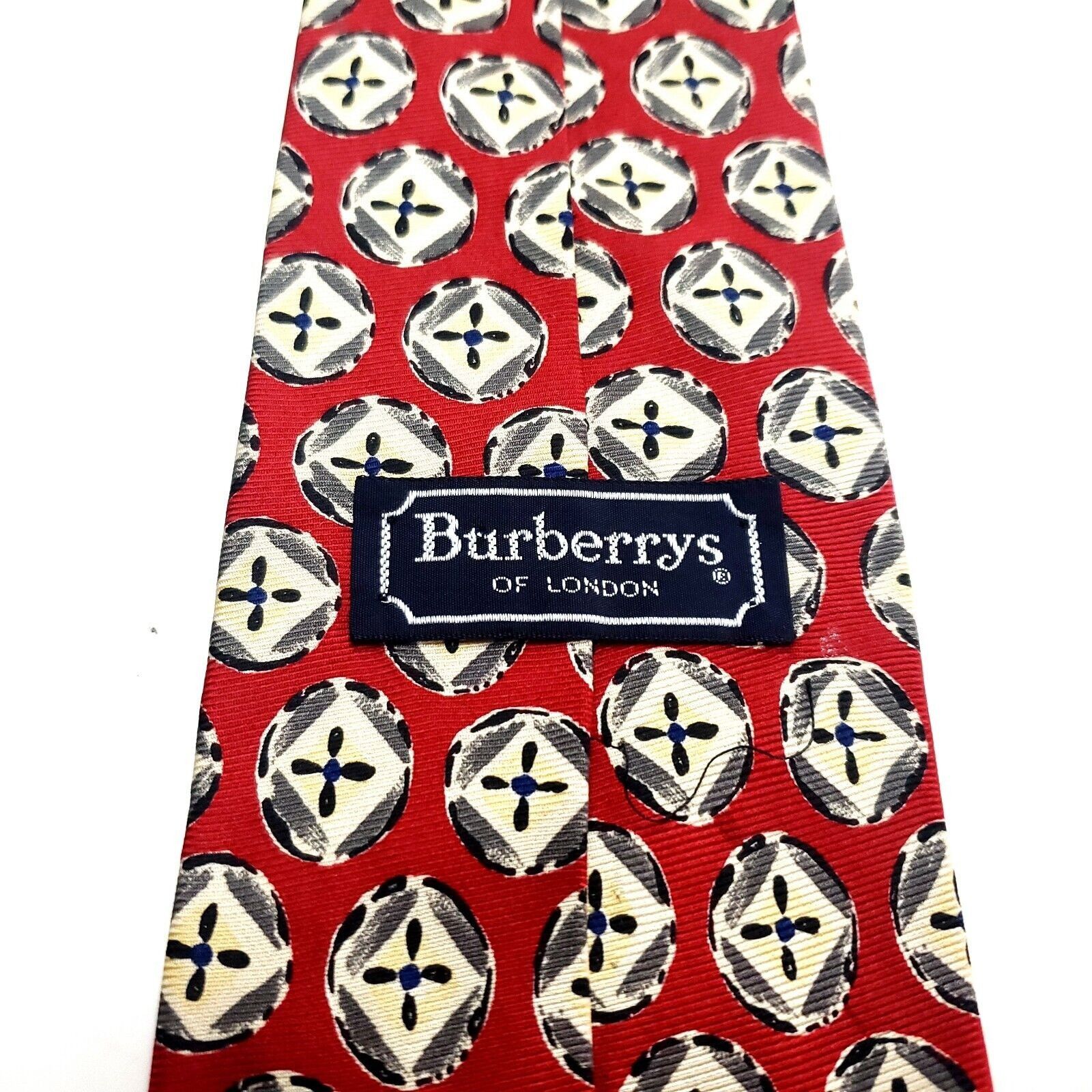 Burberry Vintage Burberry London Silk Tie Print Red Short Wide Size ONE SIZE - 3 Thumbnail