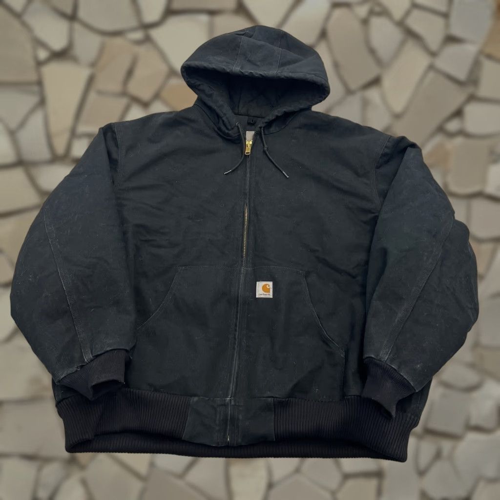 Vintage Carhartt Hooded Canvas Jacket Mens Size 3XL Insulated Black J140 Union Made USA