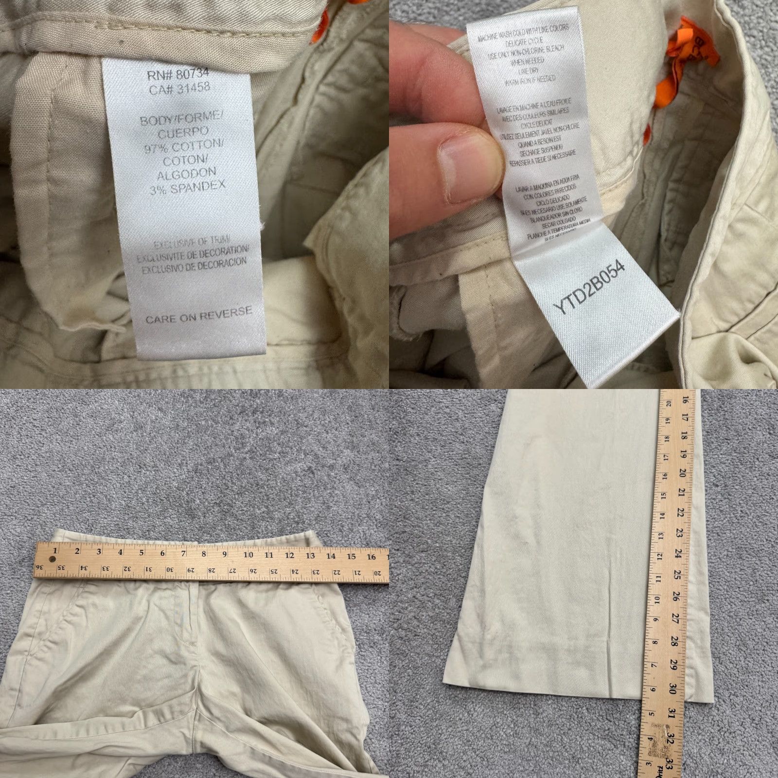 BCBGeneration BCBGeneration Wide Leg Chino Pants Women 0 Beige Mid Rise Cotton Stretch Casual Workwear Size 25" / US 0 / IT 36 - 9 Thumbnail