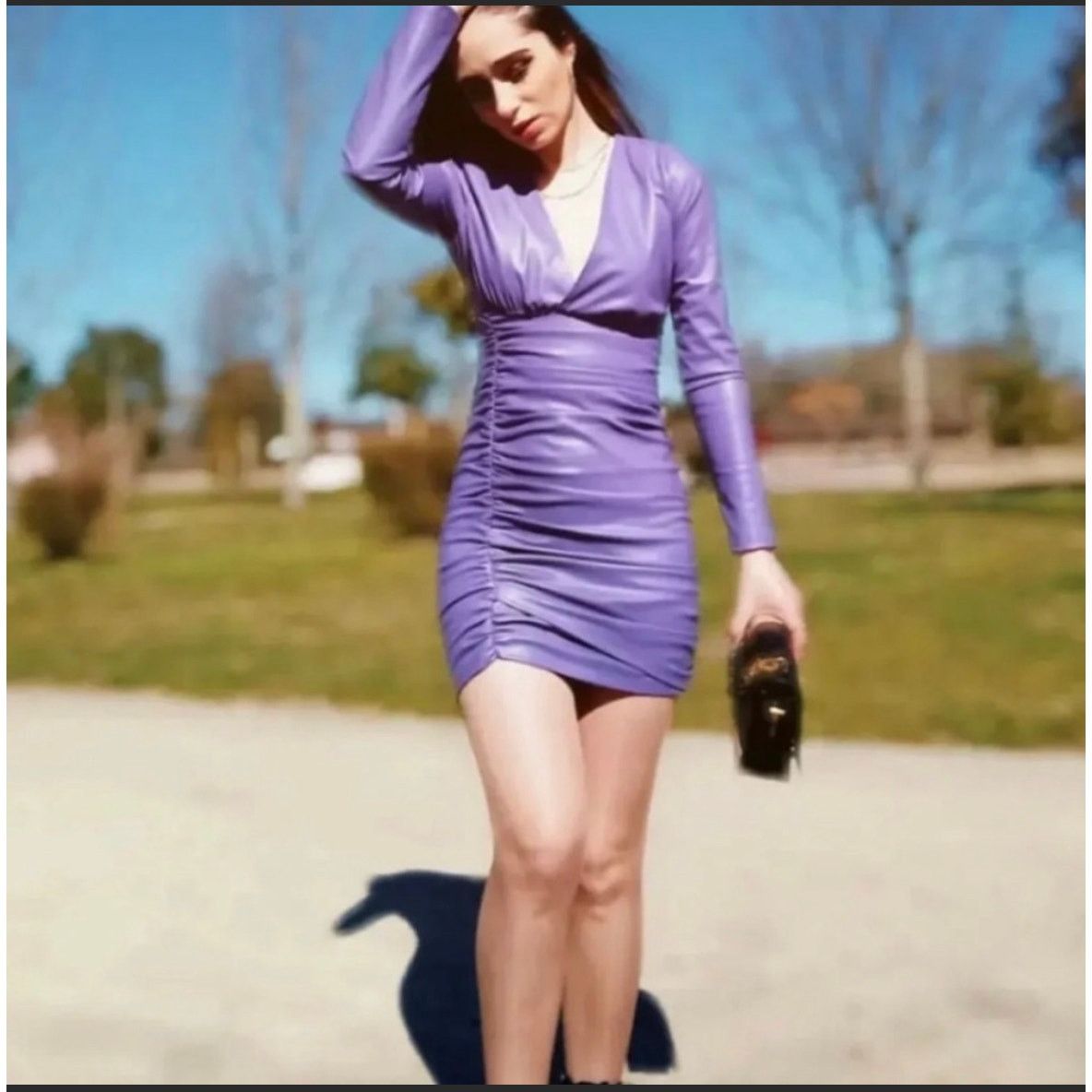 Zara ZARA BLOGGER FAVORITE FAUX LEATHER DRESS PURPLE Size M / US 6-8 / IT 42-44 - 9 Thumbnail