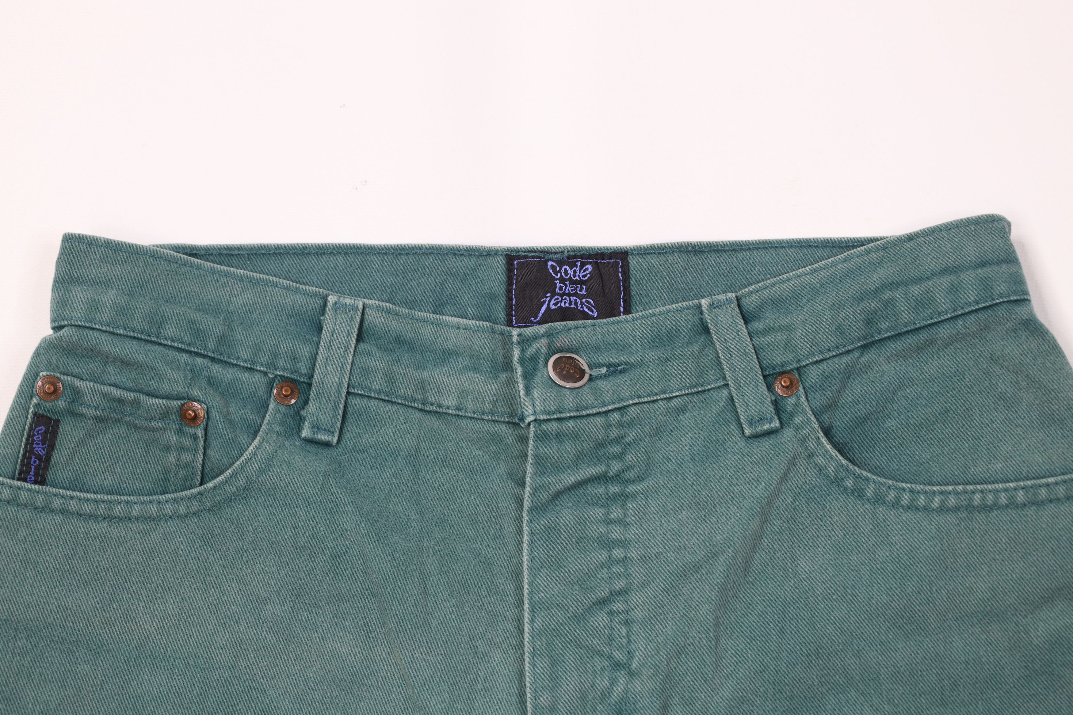 Vintage Vintage 90s Streetwear Denim Jean Shorts Jorts Green Cotton Size 32" / US 10 / IT 46 - 2 Thumbnail