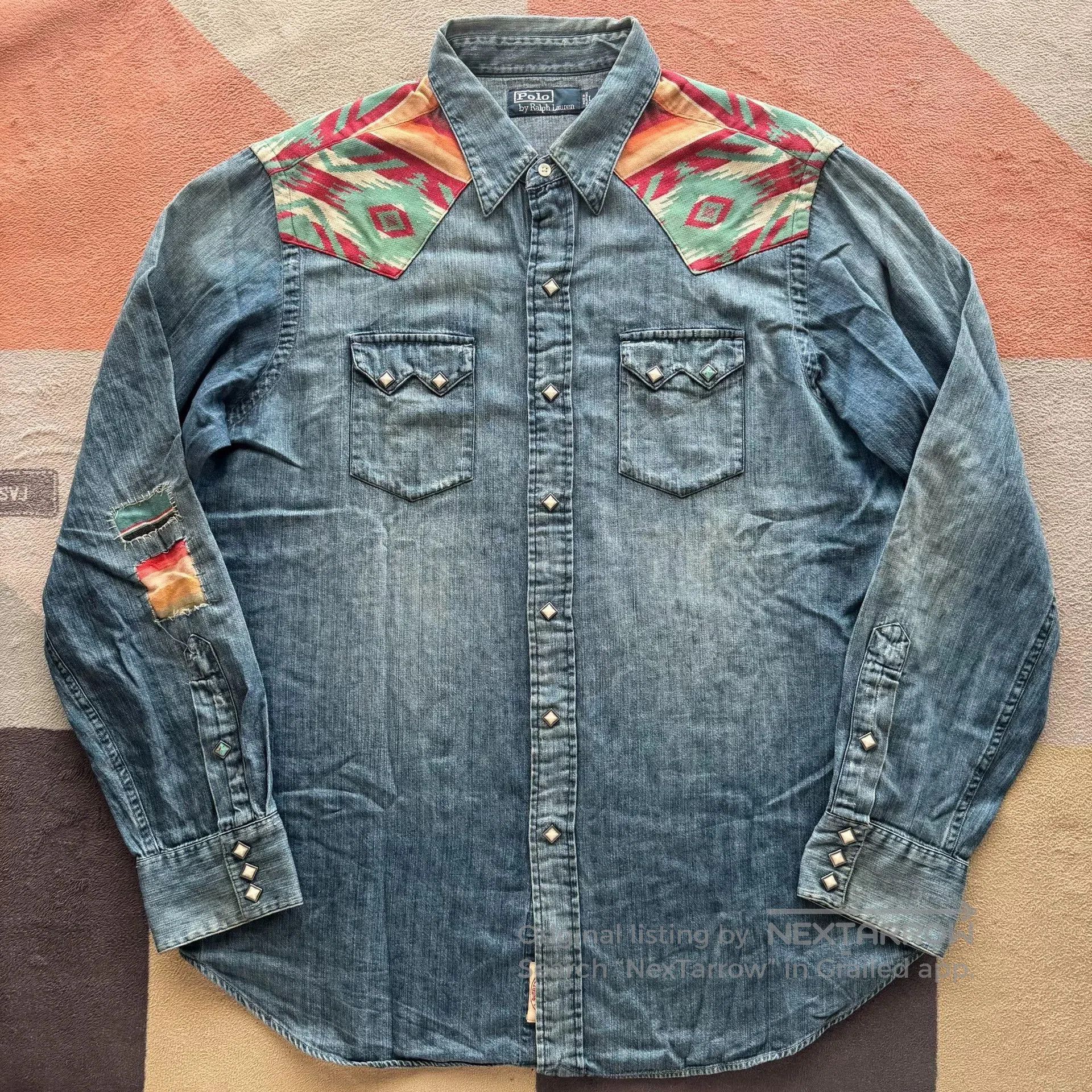 Polo Ralph Lauren Ralph Lauren Southwest Patchwork Denim Shirt. Size US L / EU 52-54 / 3 - 1 Thumbnail