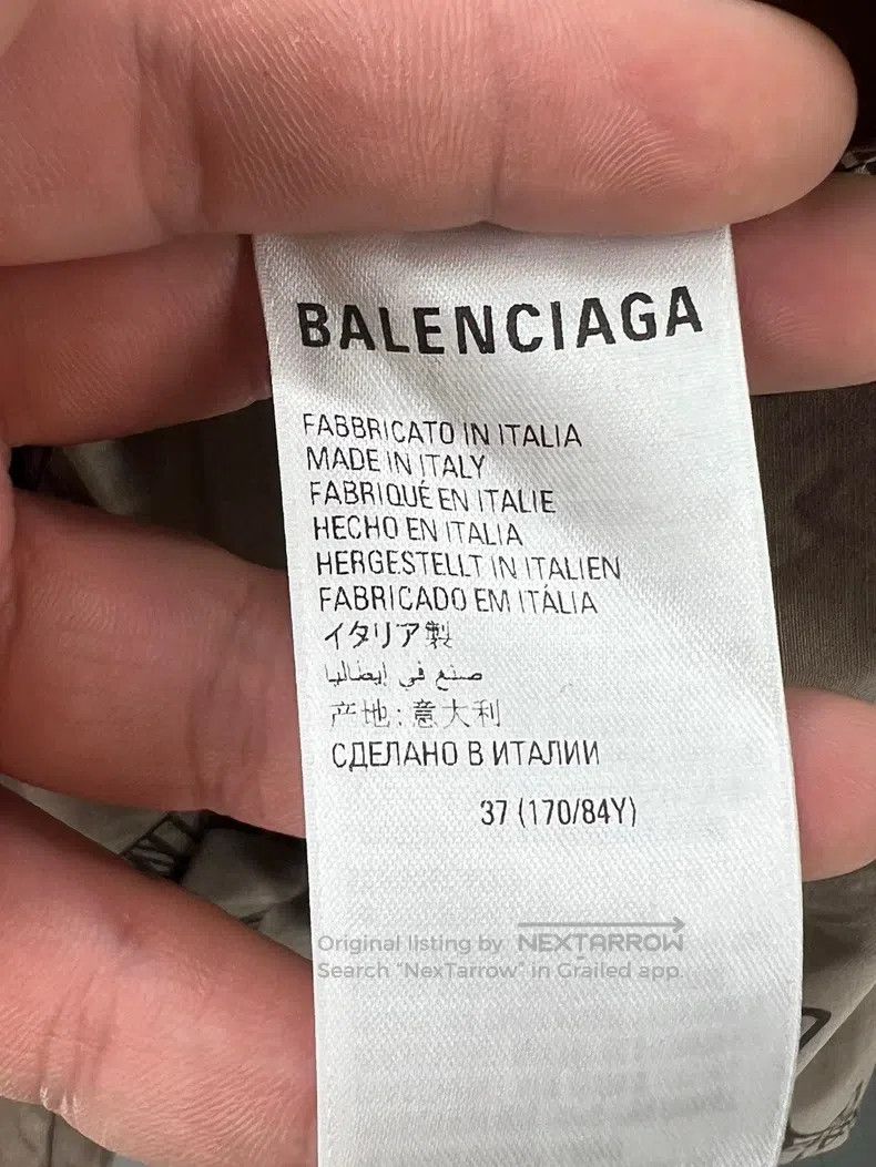 Balenciaga size 37 Men's Khaki Cotton Logo Printed Short S