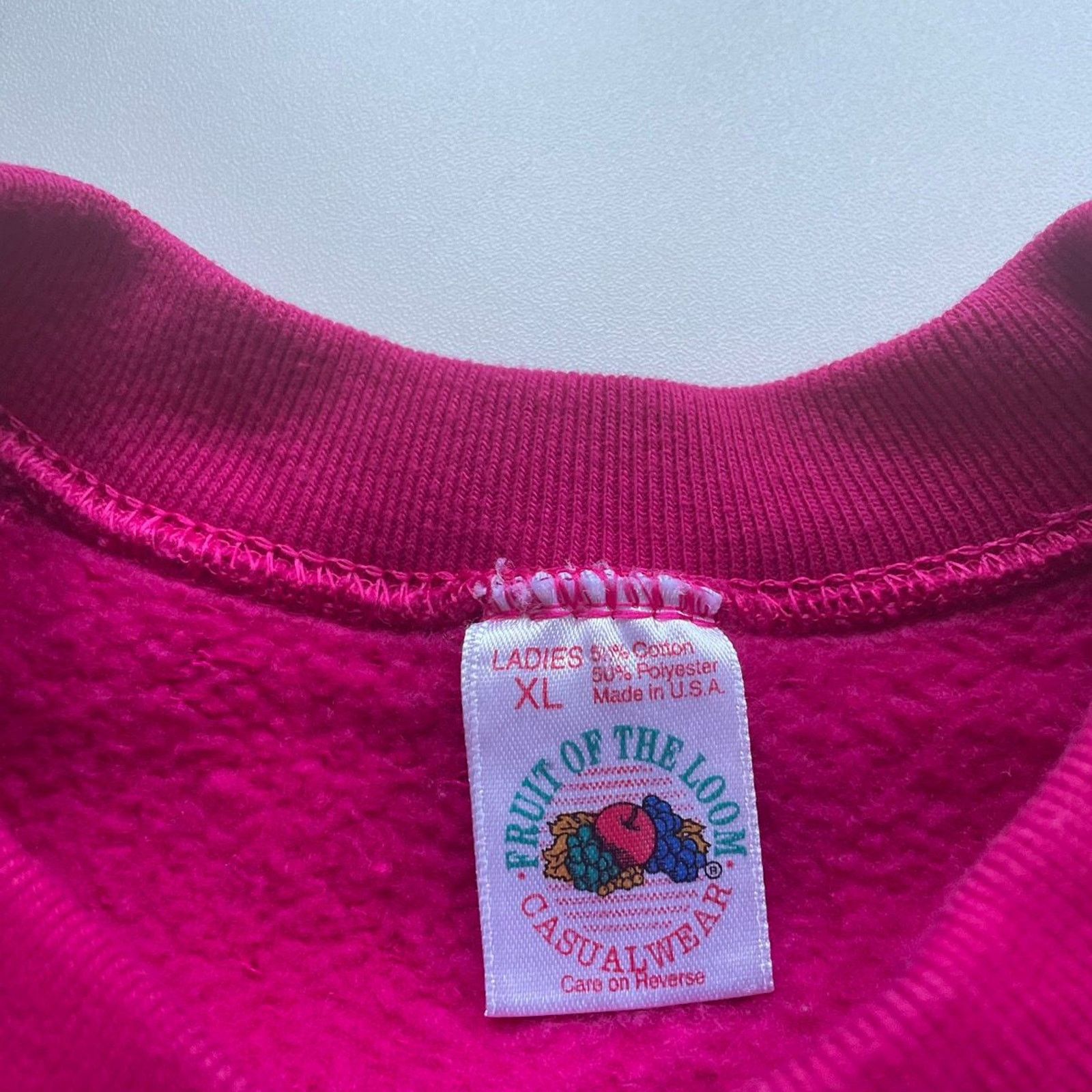 Fruit Of The Loom Vintage 90s Hot Pink Blank Fruit Of The Loom Crewneck XL Size US XL / EU 56 / 4 - 3 Thumbnail