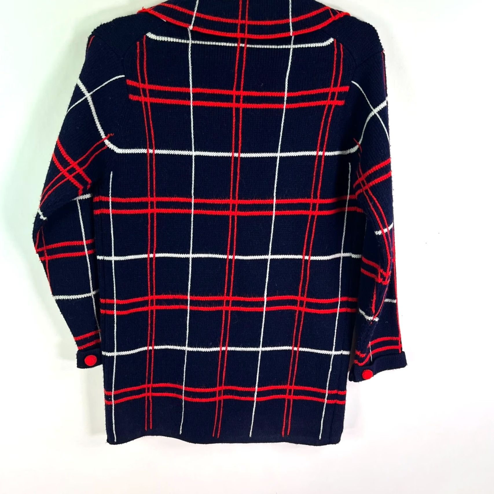 Vintage VINTAGE Hand Full Fashioned Cardigan Women M Blue Check Acrylic Size M / US 6-8 / IT 42-44 - 6 Thumbnail