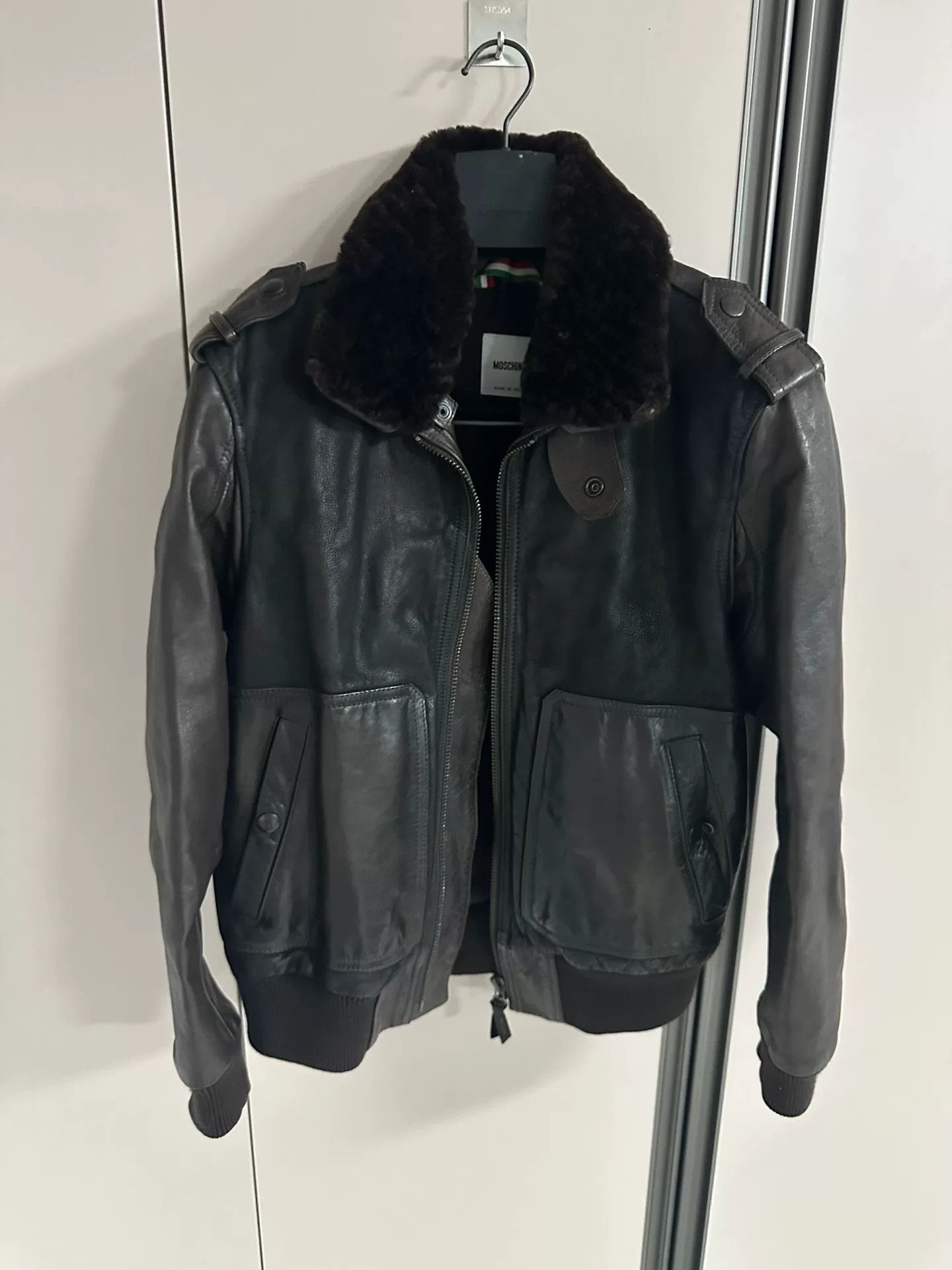 Moschino Moschino B3 Pilot Leather Jacket Size US M / EU 48-50 / 2 - 1 Thumbnail