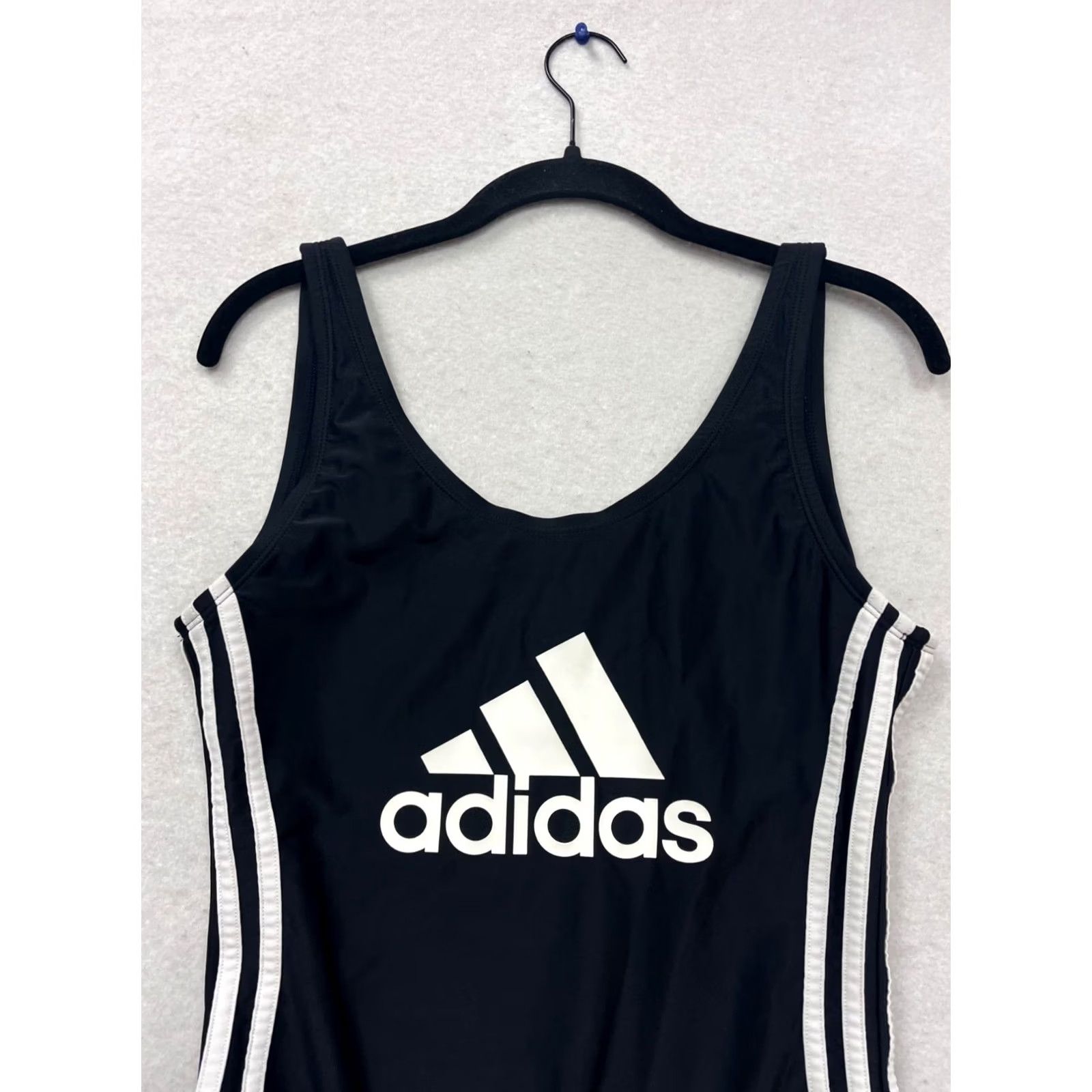 Adidas Adidas One Piece Swimsuit Black White Striped Logo Womens L Size ONE SIZE - 5 Thumbnail