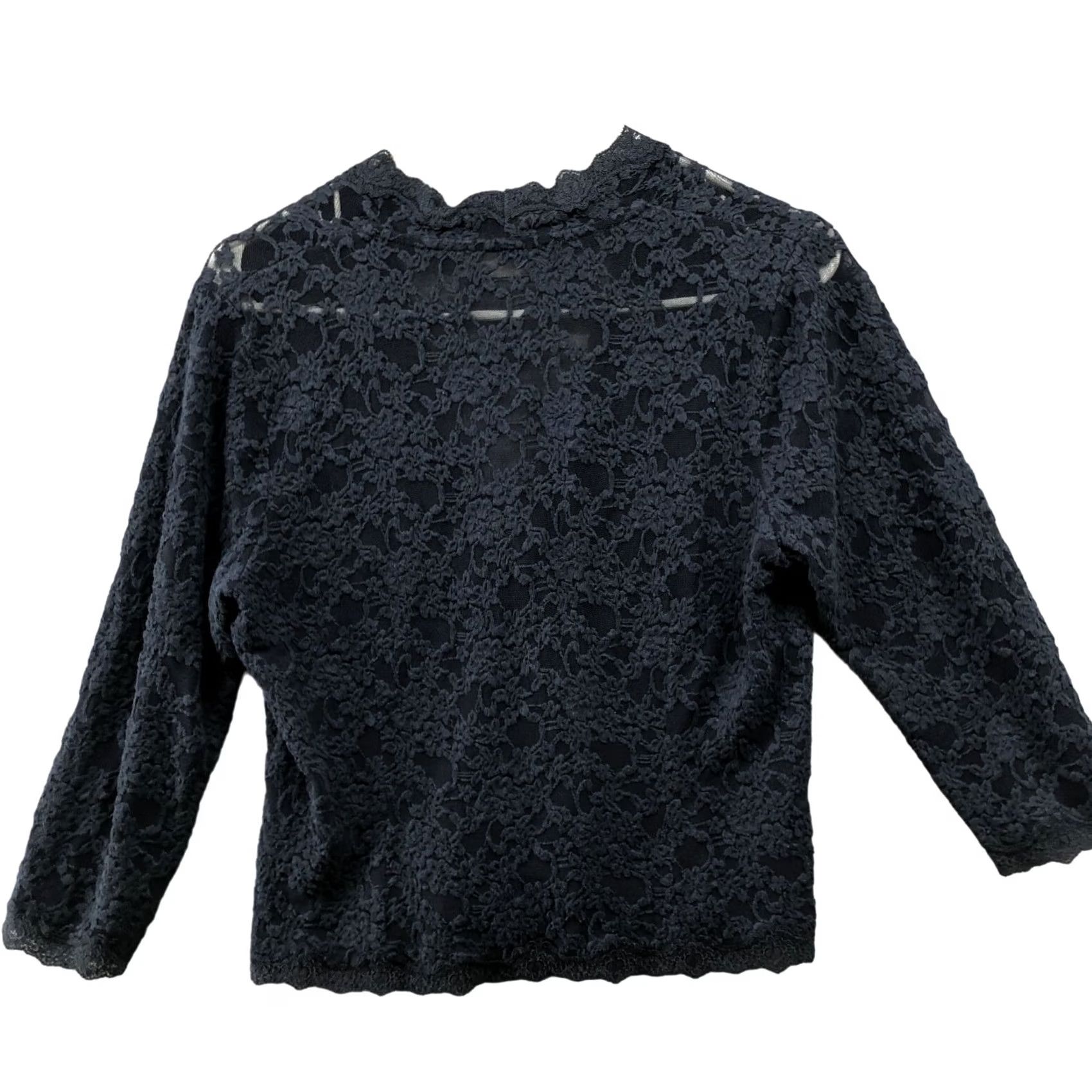 Vintage Rosemunde Copenhagen Cardigan Womens L Navy Blue Lace V-neck 3/4 Sleeve Size L / US 10 / IT 46 - 2 Thumbnail