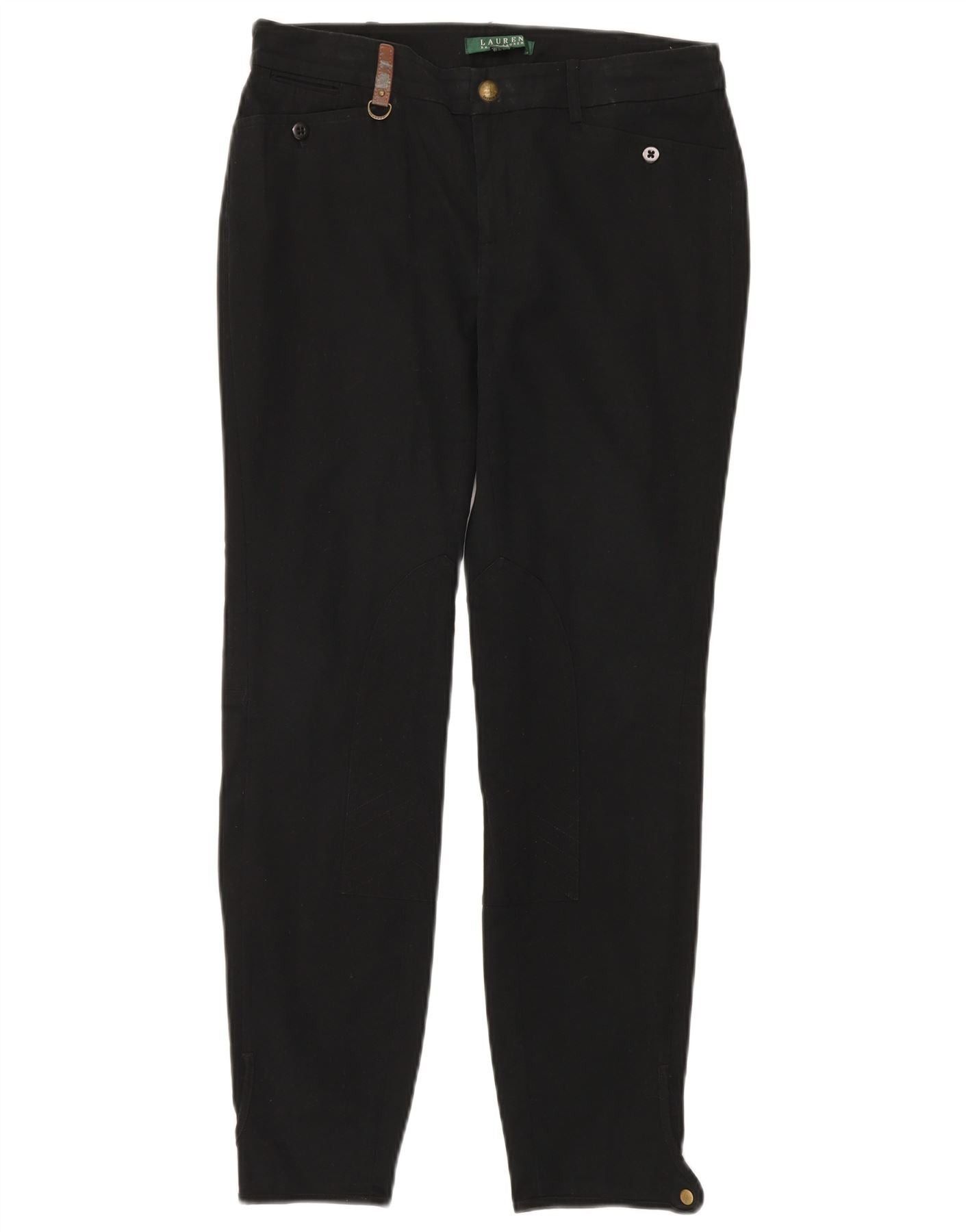 Ralph Lauren Womens Slim Casual Trousers US 4 Small W30 L29 Black Cotton Size 25" / US 0 / IT 36 - 1 Thumbnail