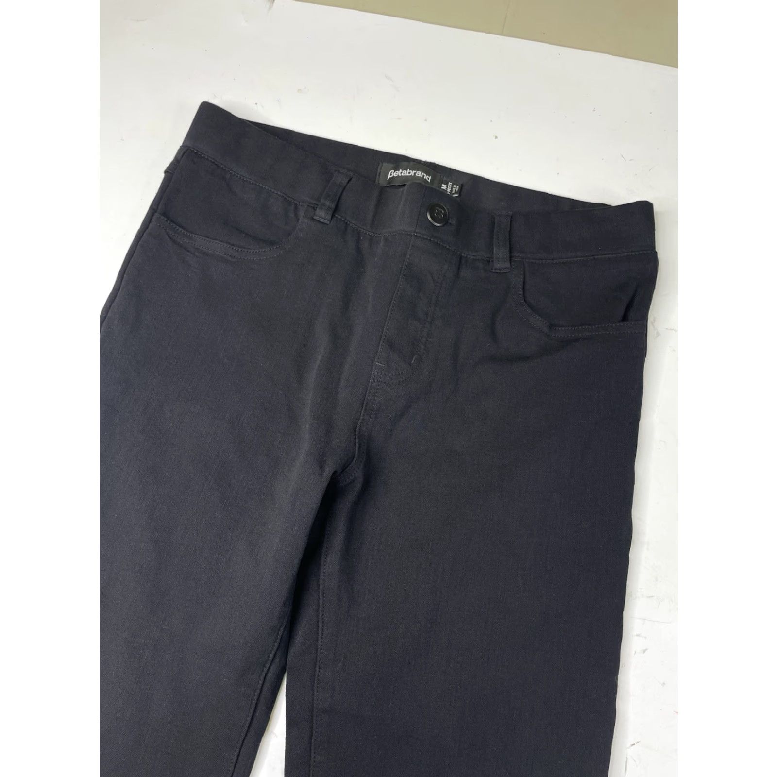 Denime Betabrand Jeans Women Petite Black Skinny Slim Denim Pull On W1536 Size 32" / US 10 / IT 46 - 2 Thumbnail
