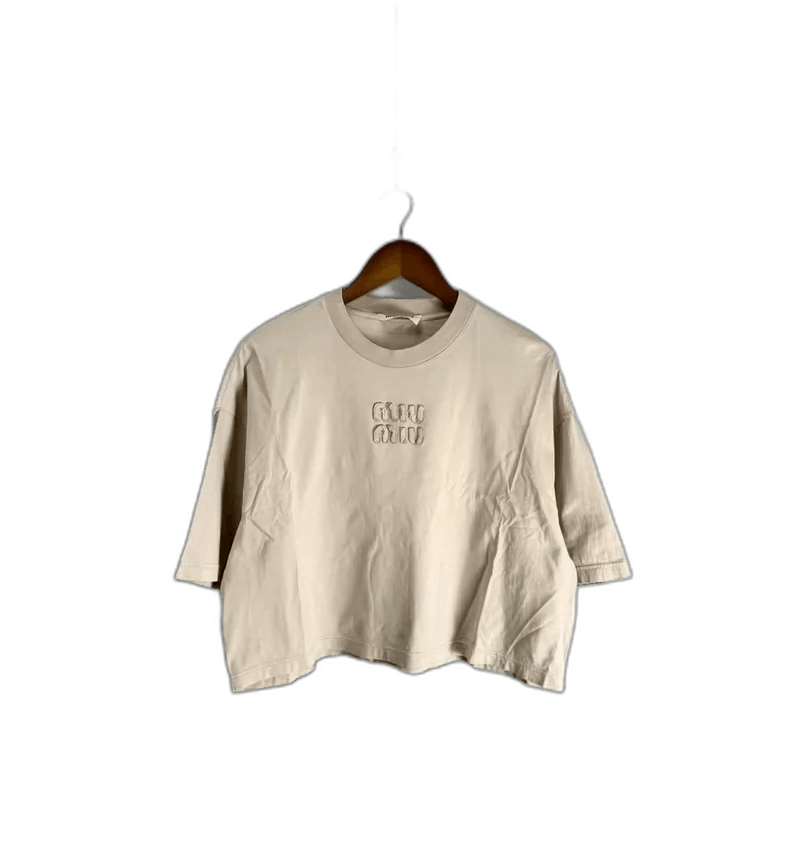 Prada Miu Miu Logo Short Sleeve TShirt-2506 Size S / US 4 / IT 40 - 1 Thumbnail