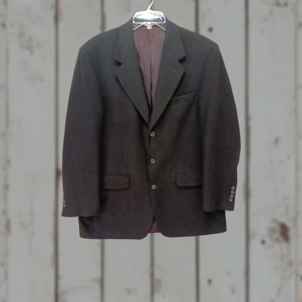 Bill Blass VINTAGE Bill Blass Black Label Blazer Sport Jacket 44R Black 100% Camel Hair USA Size 44R - 1 Thumbnail