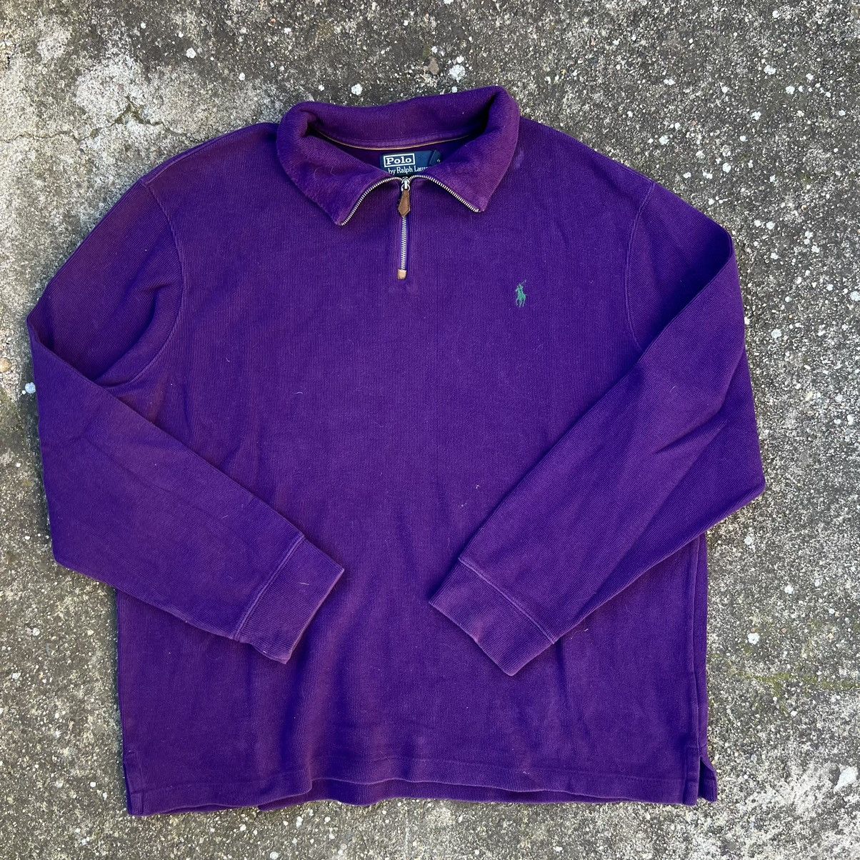 Designer × Polo Ralph Lauren Polo Ralph Lauren Blue Estate Rib Half Zip Sweater Jumper Size US XXL / EU 58 / 5 - 1 Thumbnail