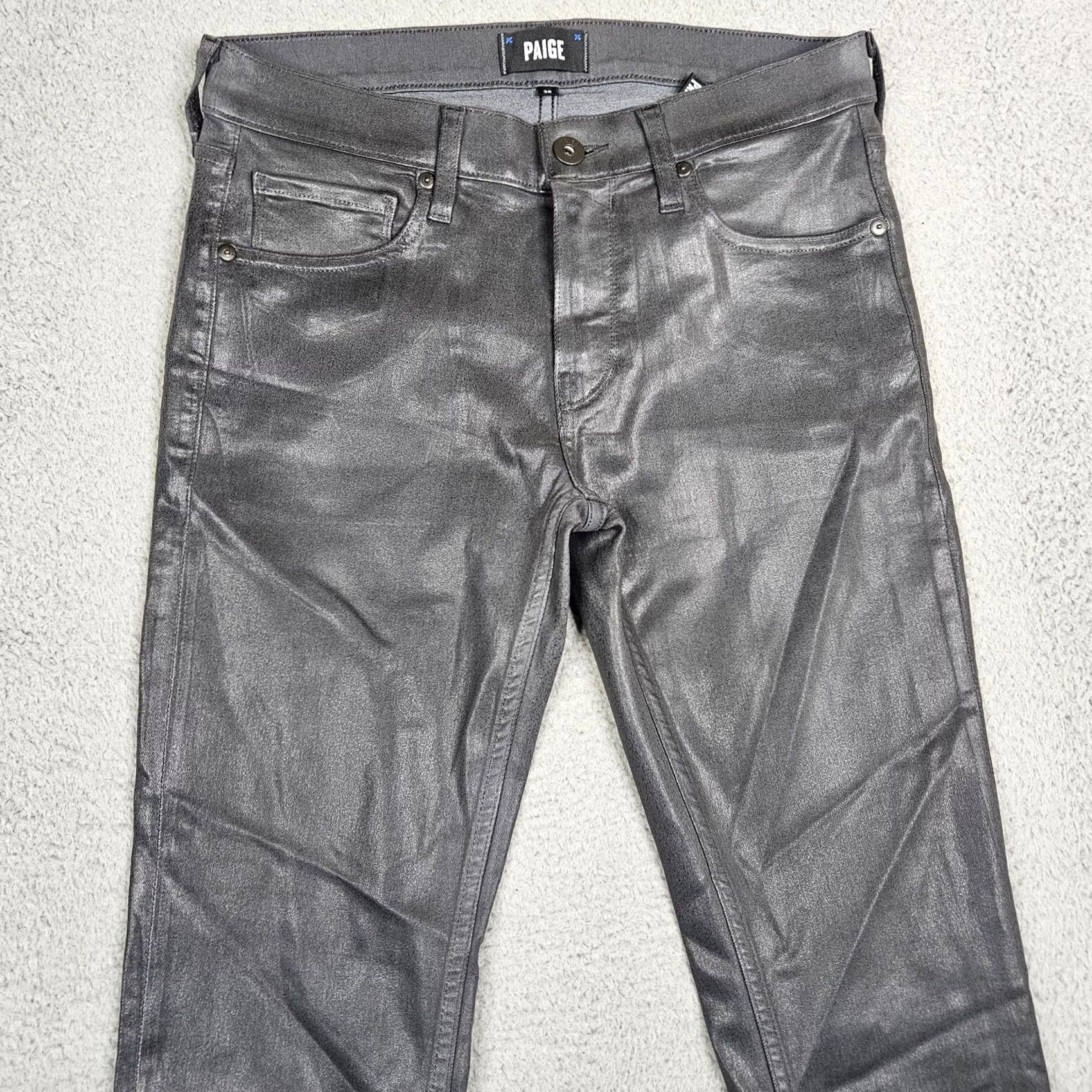 Paige PAIGE Jeans Dark Granite Coated Women's Skinny Size 28 Blacked Black Denim Mid Belted Comfort Regular 28 Jeans Womens Skinny Double-Checked Size 28" / US 6 / IT 42 - 5 Thumbnail