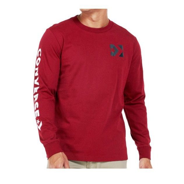 Converse ⭐Converse Men Long Sleeve Tee Sz S Wordmark Brick Alley Burg Size US S / EU 44-46 / 1 - 1 Thumbnail