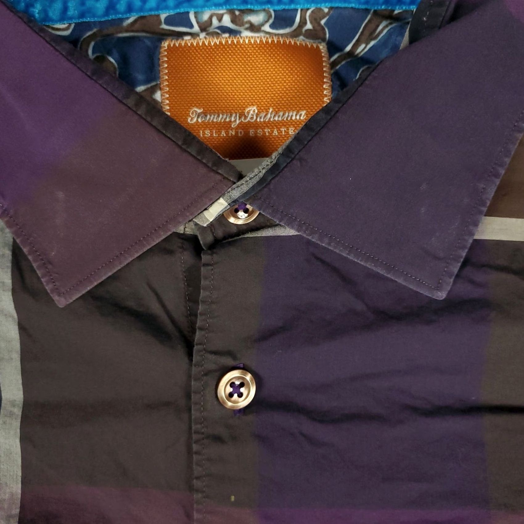 Tommy Bahama Tommy Bahama Shirt Mens Large Blue Purple Plaid Cotton Button Up Long Sleeve Size US L / EU 52-54 / 3 - 3 Thumbnail
