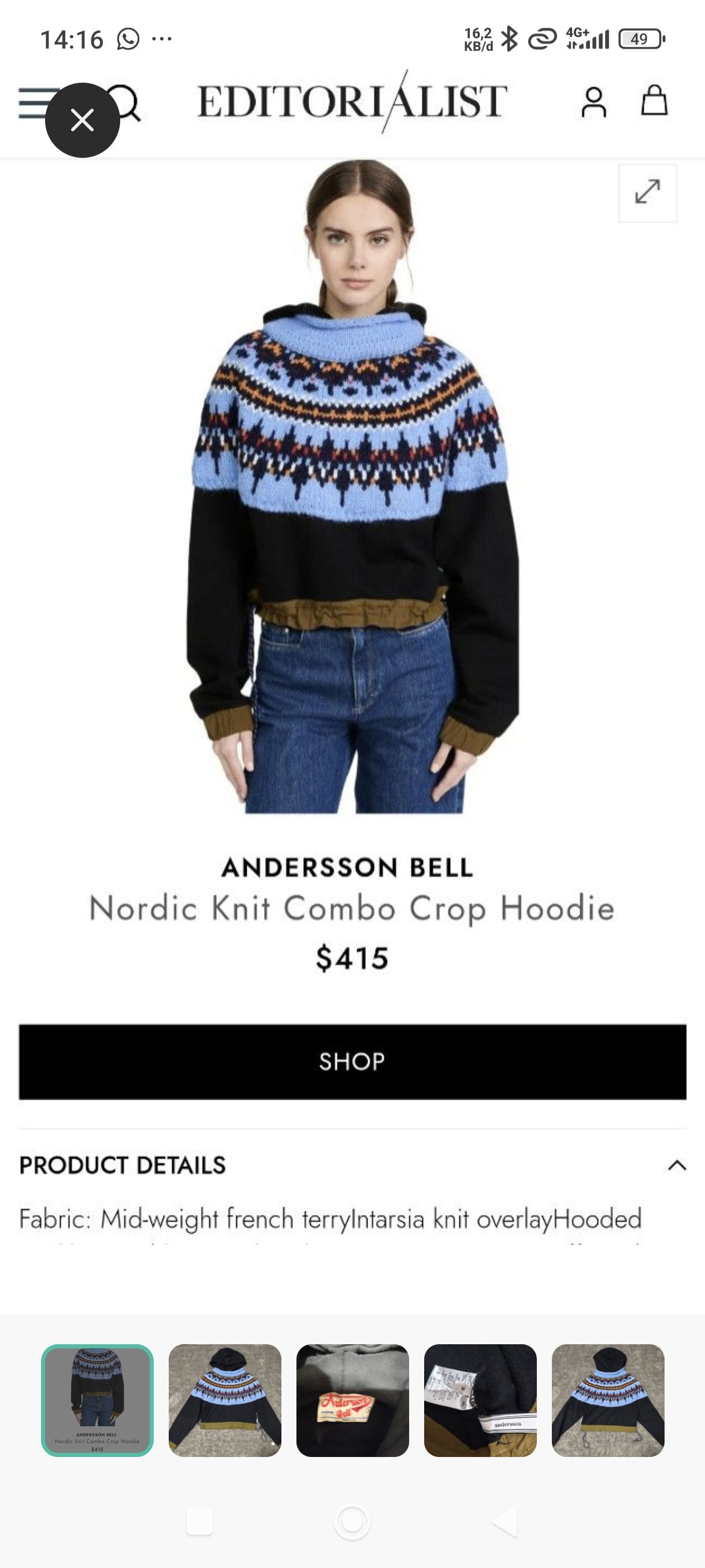 Andersson Bell Andersson Bell Nordic Knit combo crop hoodie Size S / US 4 / IT 40 - 5 Thumbnail
