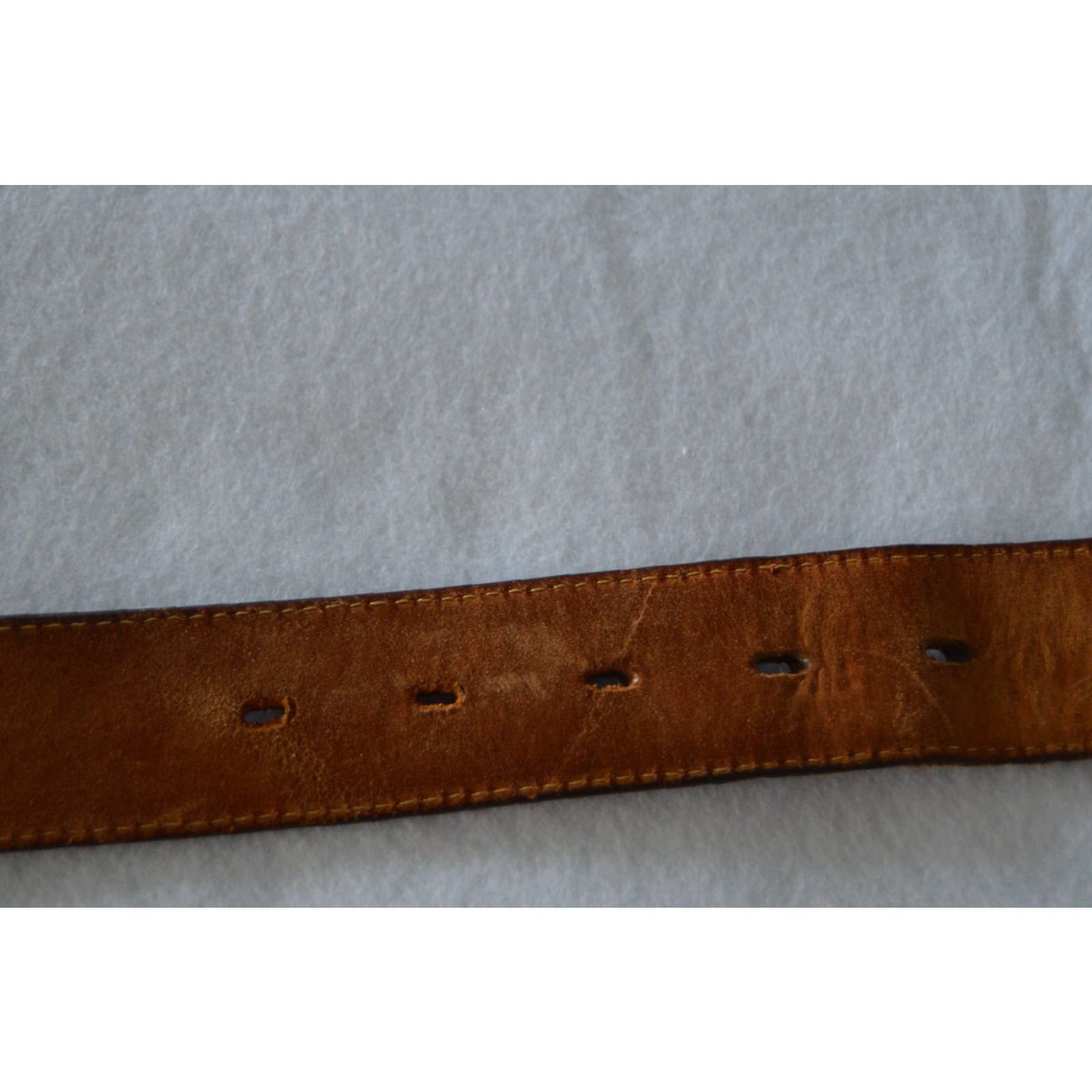 Saks Fifth Avenue Saks 5th Ave Mens Blue Stretch Leather Belt Solid Brass Buckle Size 42 Belt Size 42 - 5 Thumbnail