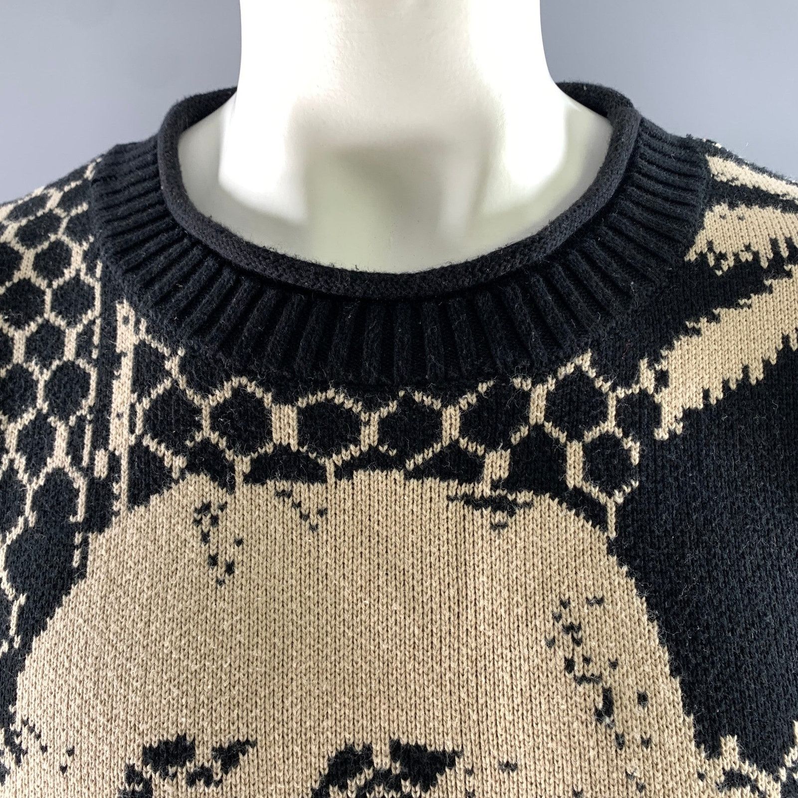Honor the Gift HONOR THE GIFT XL Black Khaki Graphic Cotton Ribbed Sweater Size US XL / EU 56 / 4 - 2 Thumbnail