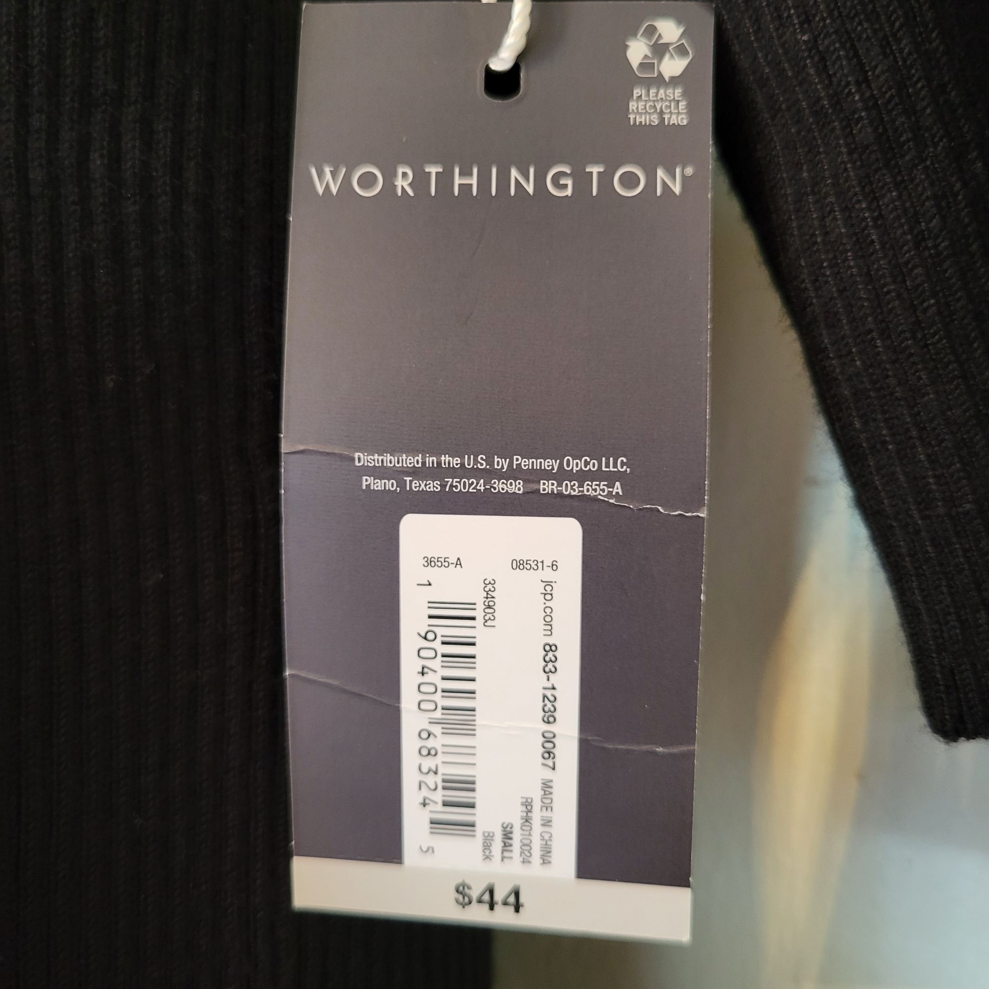 Worthington Worthington S Black Ribbed Knit Sweater Faux Leather Shoulde Size S / US 4 / IT 40 - 3 Thumbnail