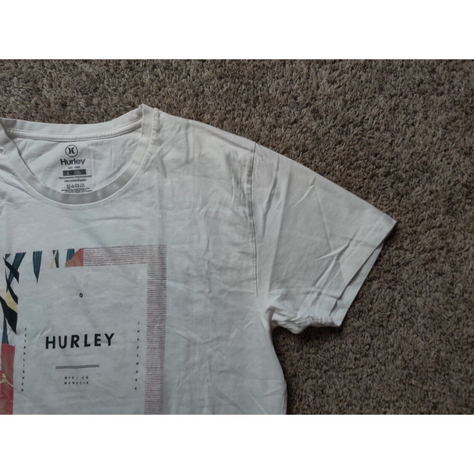 Hurley Hurley Shirt Adult Mens Large White Box Logo Spell Out Size US L / EU 52-54 / 3 - 3 Thumbnail