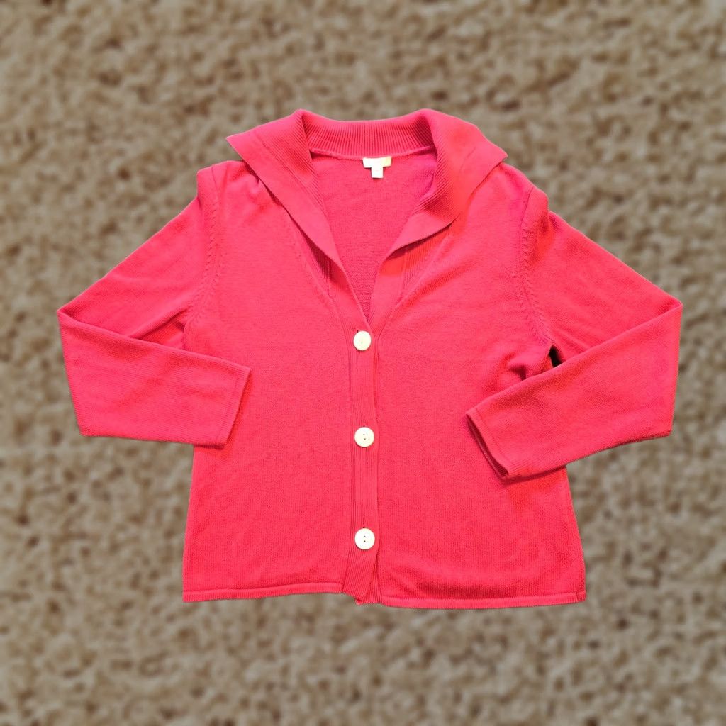 J. Jill J Jill Sweater Cardigan Women's Medium Pink Silk Blend Knit 90s Capsule Vintage Style Cardigan Mens Womens Girls Boys Size M / US 6-8 / IT 42-44 - 1 Thumbnail