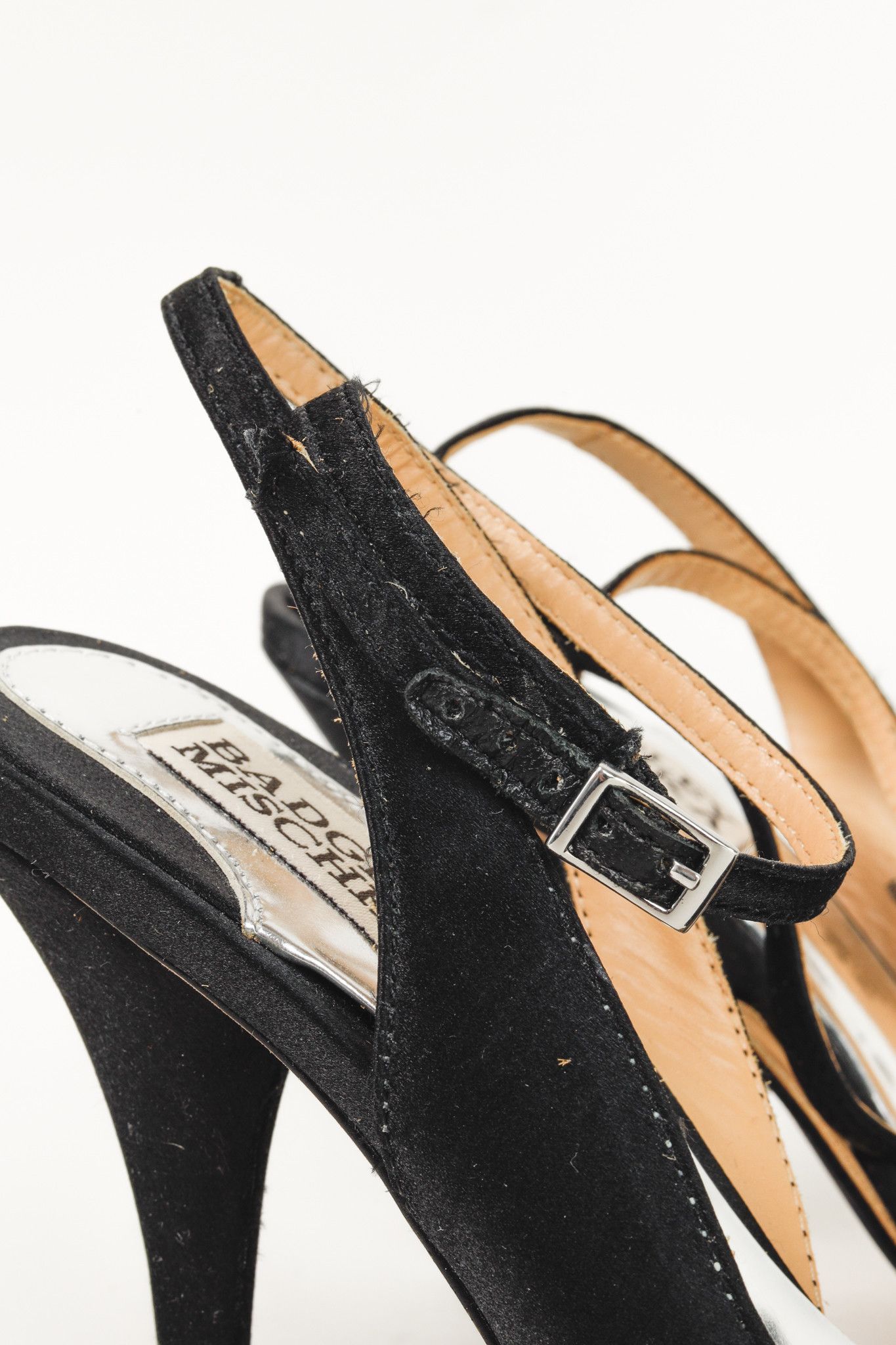 Badgley Mischka Badgley Mischka Dylan Diamante Buckle Black Tie Satin Heel Size US 5.5 / IT 35.5 - 9 Thumbnail