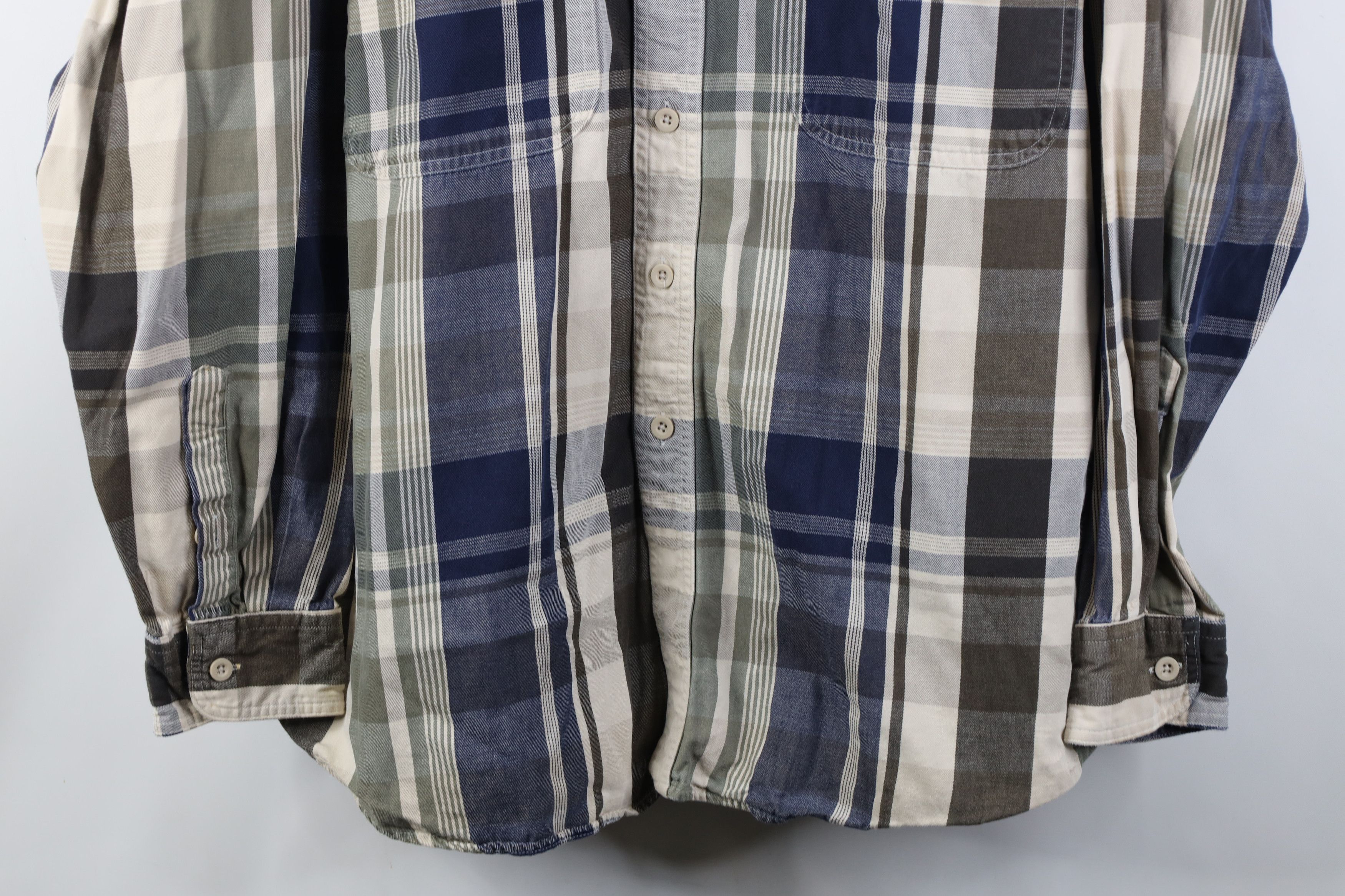 Vintage Vintage 90s Streetwear Twill Collared Button Shirt Plaid Size US XL / EU 56 / 4 - 3 Thumbnail