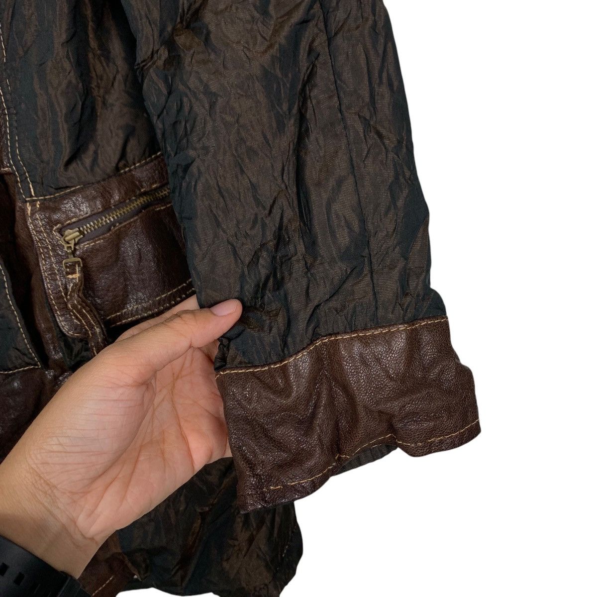 Leather PUNTO Hybrid Leather Trench Coat Jacket #2180-C96 Size M / US 6-8 / IT 42-44 - 11 Thumbnail