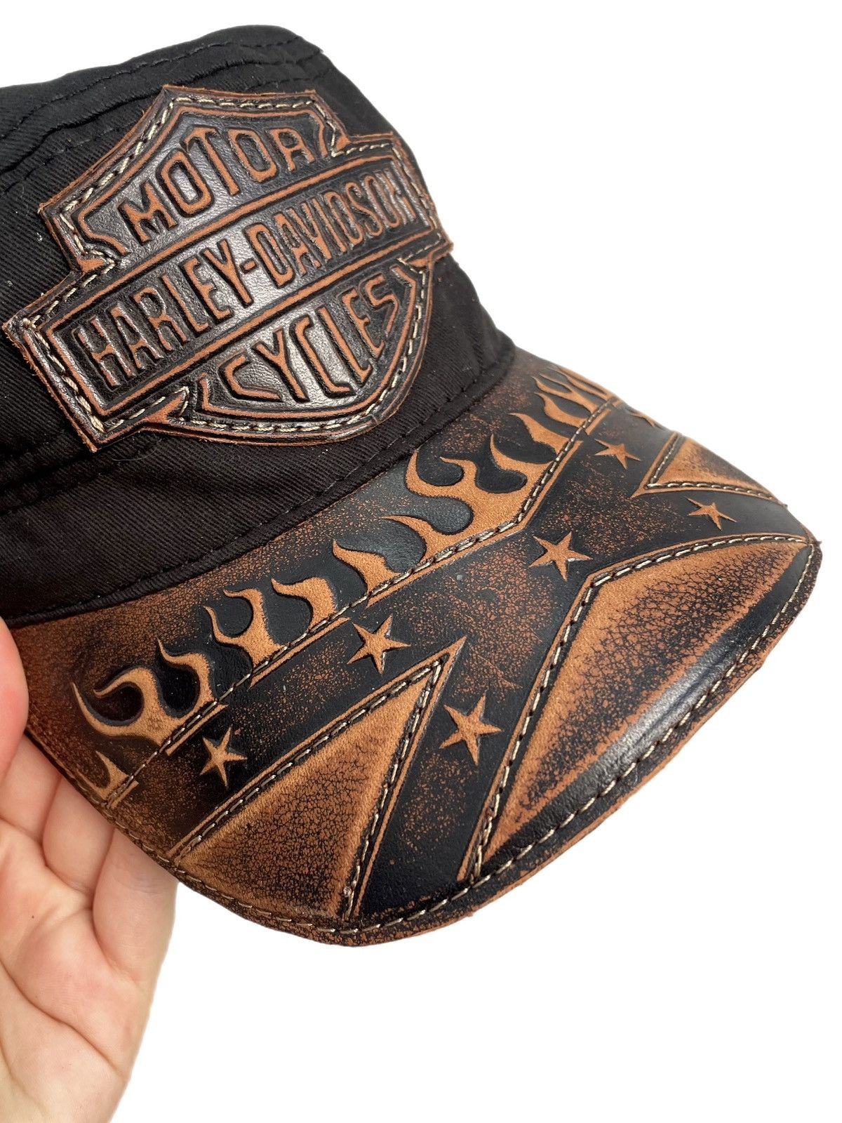 Harley Davidson Harley Davidson cross flame cap gothic moto y2k style Size ONE SIZE - 4 Thumbnail