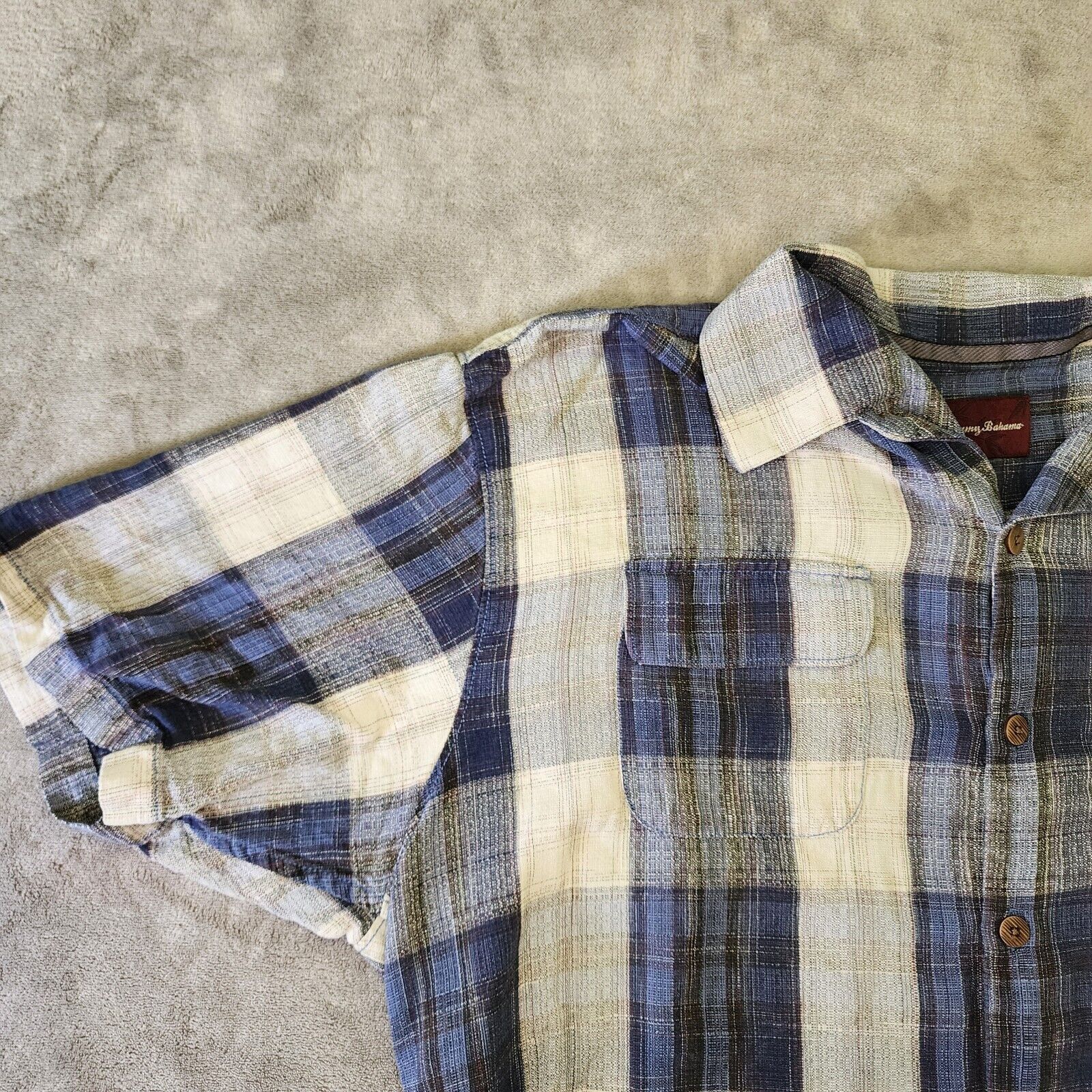 Tommy Bahama Tommy Bahama Mens XL Blue Silk Plaid Short Sleeve Camp Shirt Size US XL / EU 56 / 4 - 7 Thumbnail