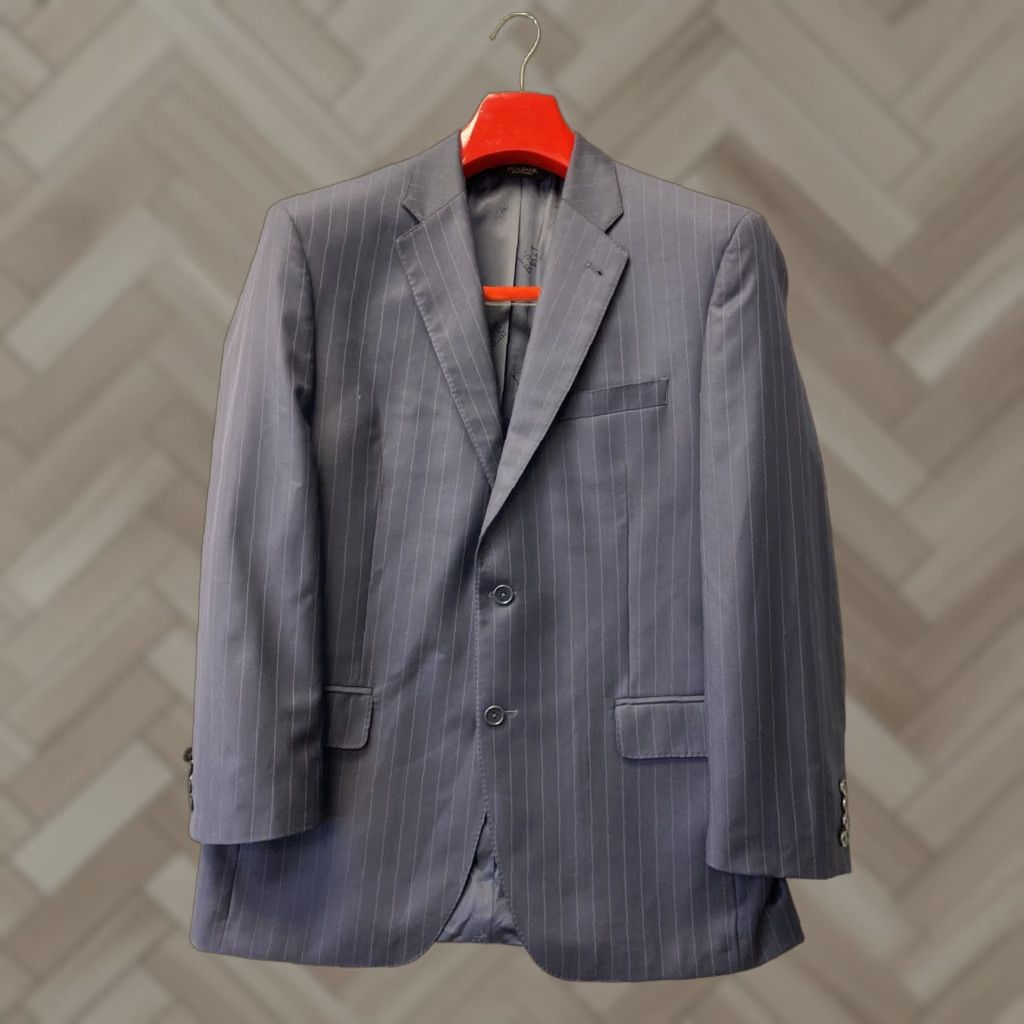 Jos. A. Bank Jos A Bank Blazer Jacket Mens 41R Navy Striped Wool Blue Sport Coat 0070 Size 42R - 1 Thumbnail