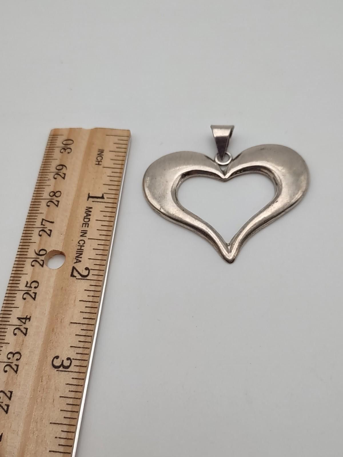 The Unbranded Brand Vintage Mexico 925 Sterling Silver Large Open Heart Pendant Size ONE SIZE - 3 Thumbnail
