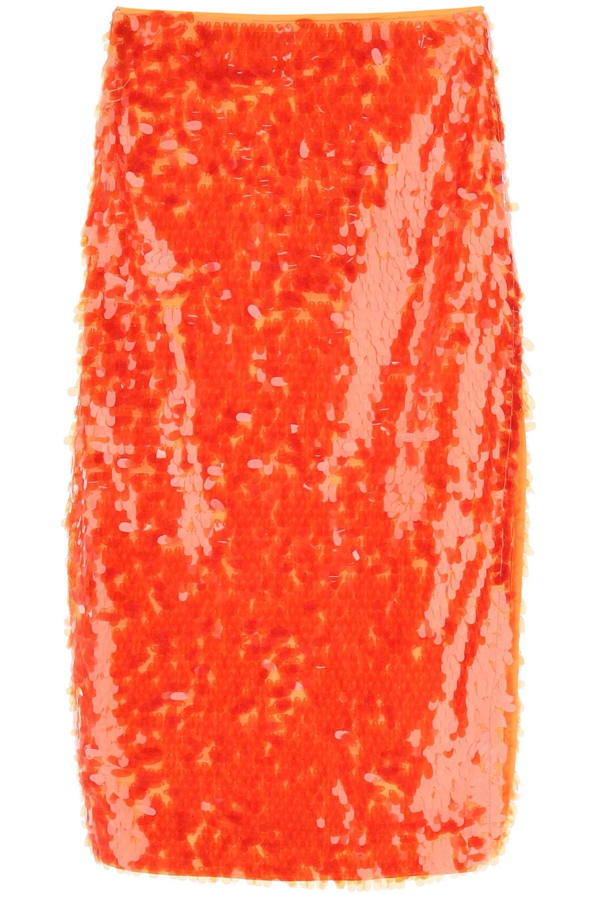 image of Rotate Birger Christensen Rotate Caitlin Midi Skirt in Mandarin Red, Women's (Size 26)