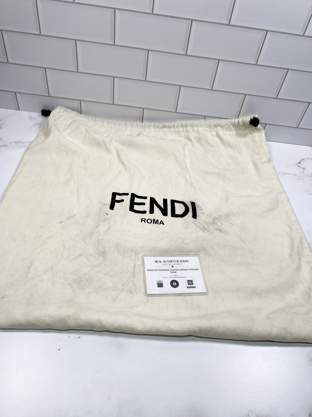 FENDI Tan Sunshine Calfskin Medium Tote Bag Purse