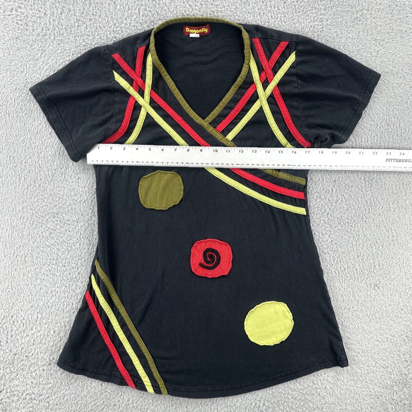 Vintage VINTAGE Dragonfly Women’s T-Shirt Black Embroidered Short Sleeve L Size L / US 10 / IT 46 - 7 Thumbnail