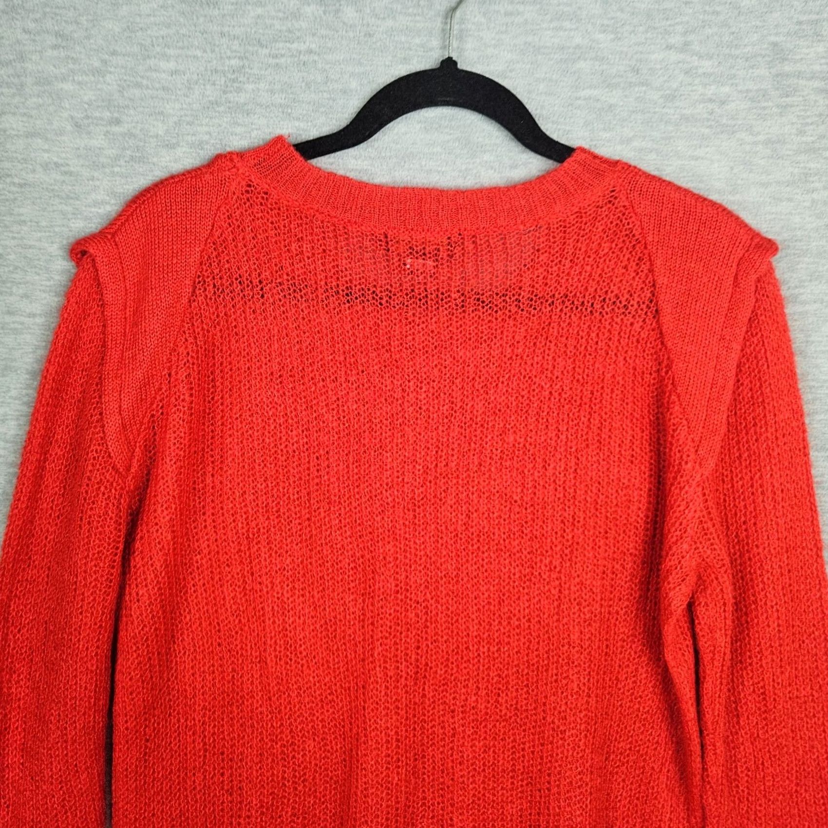 Vintage AS by DF Sweater Cardigan Women Regular M Red Solid V-Neck Modern 4 Seasons Knit Acrylic Mohair Nylon Button Casual Size M / US 6-8 / IT 42-44 - 5 Thumbnail