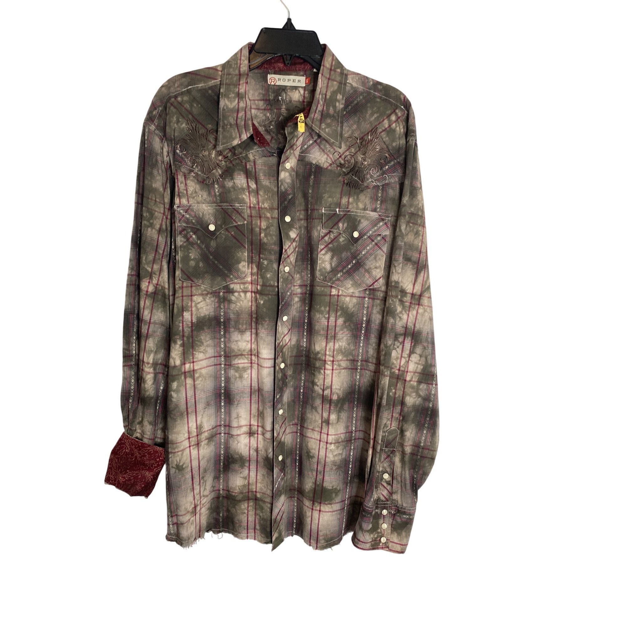 Men's Roper Long Sleeve Snap Double Diamonds Shirt-Grey